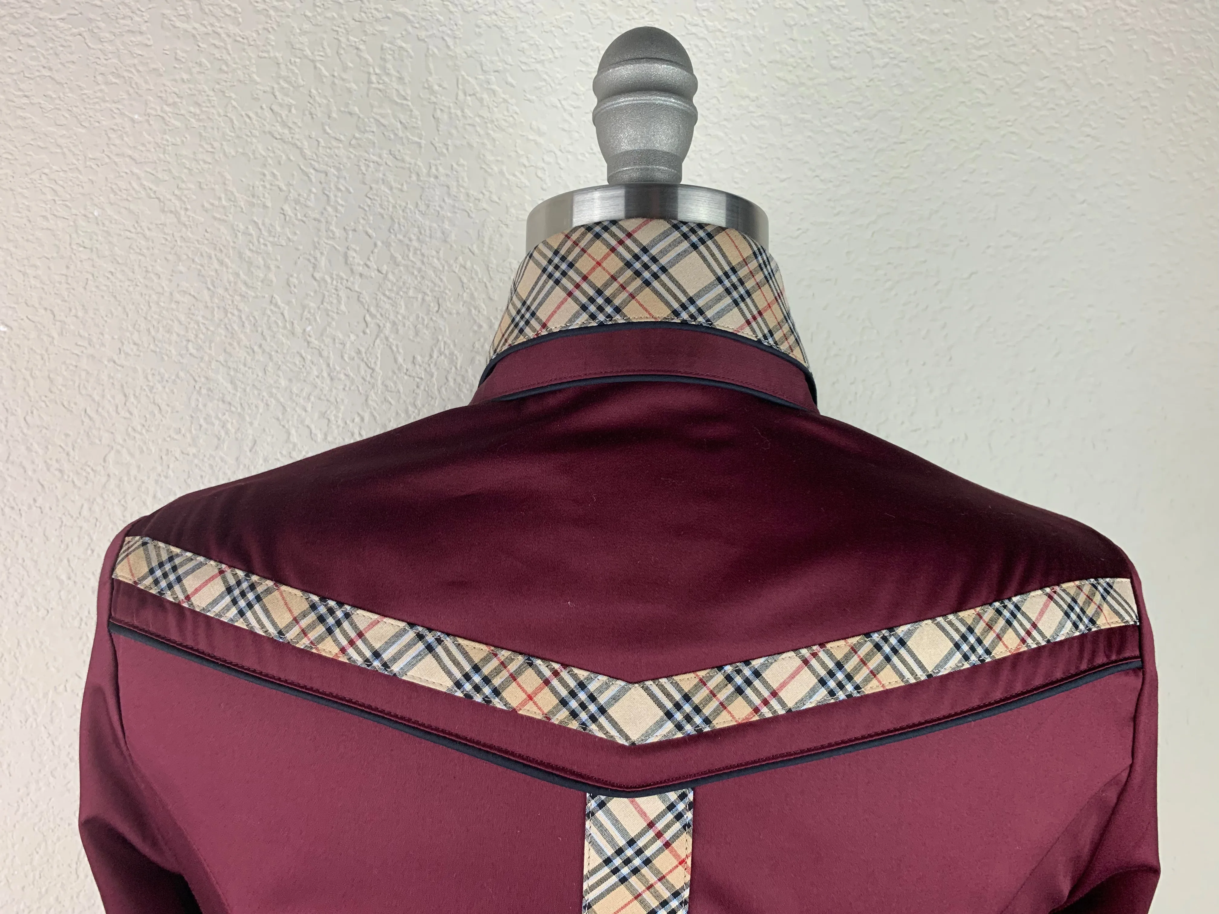 CR Statement Dark Wine Cotton Sateen with Tan Plaid