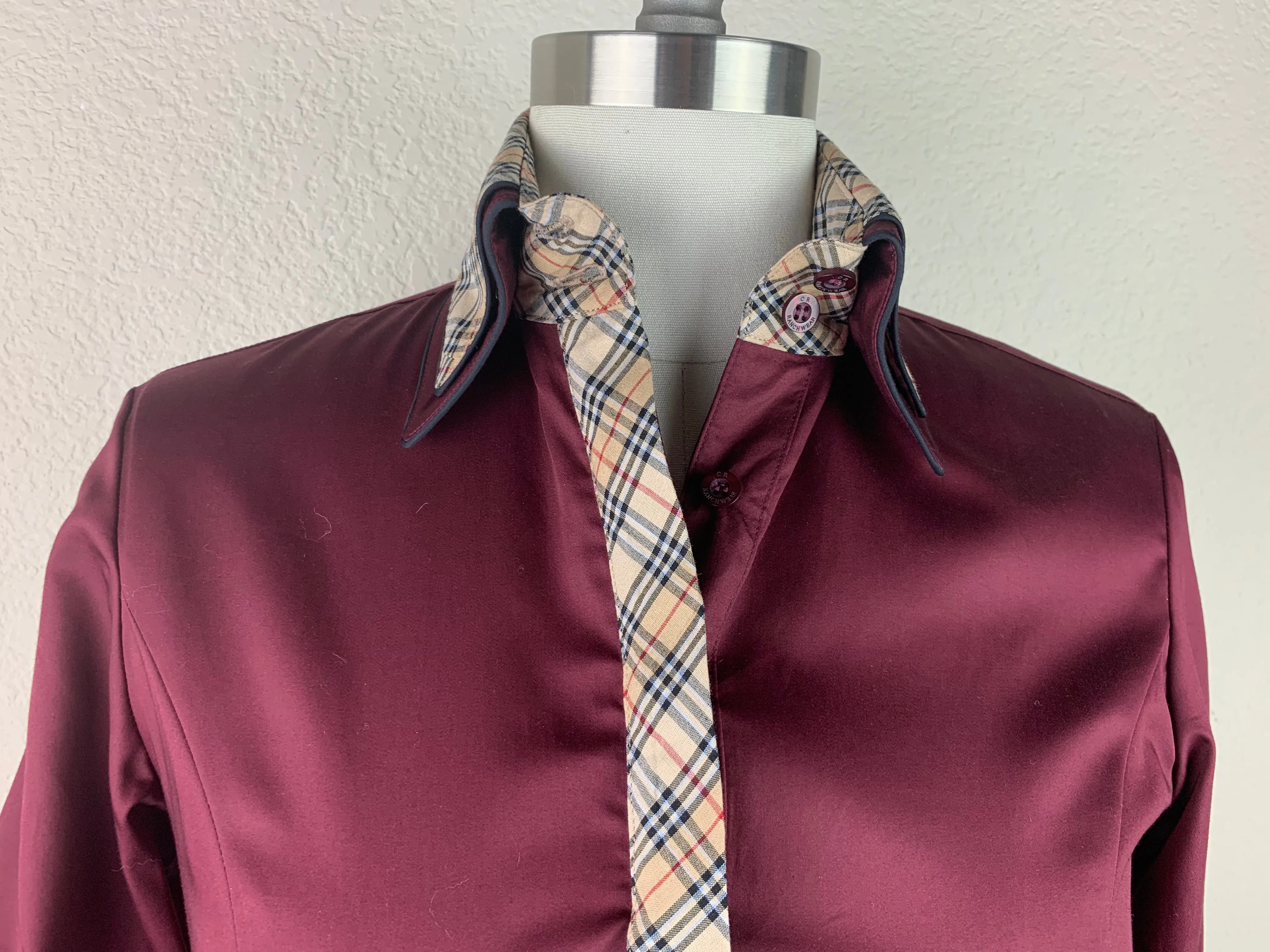 CR Statement Dark Wine Cotton Sateen with Tan Plaid