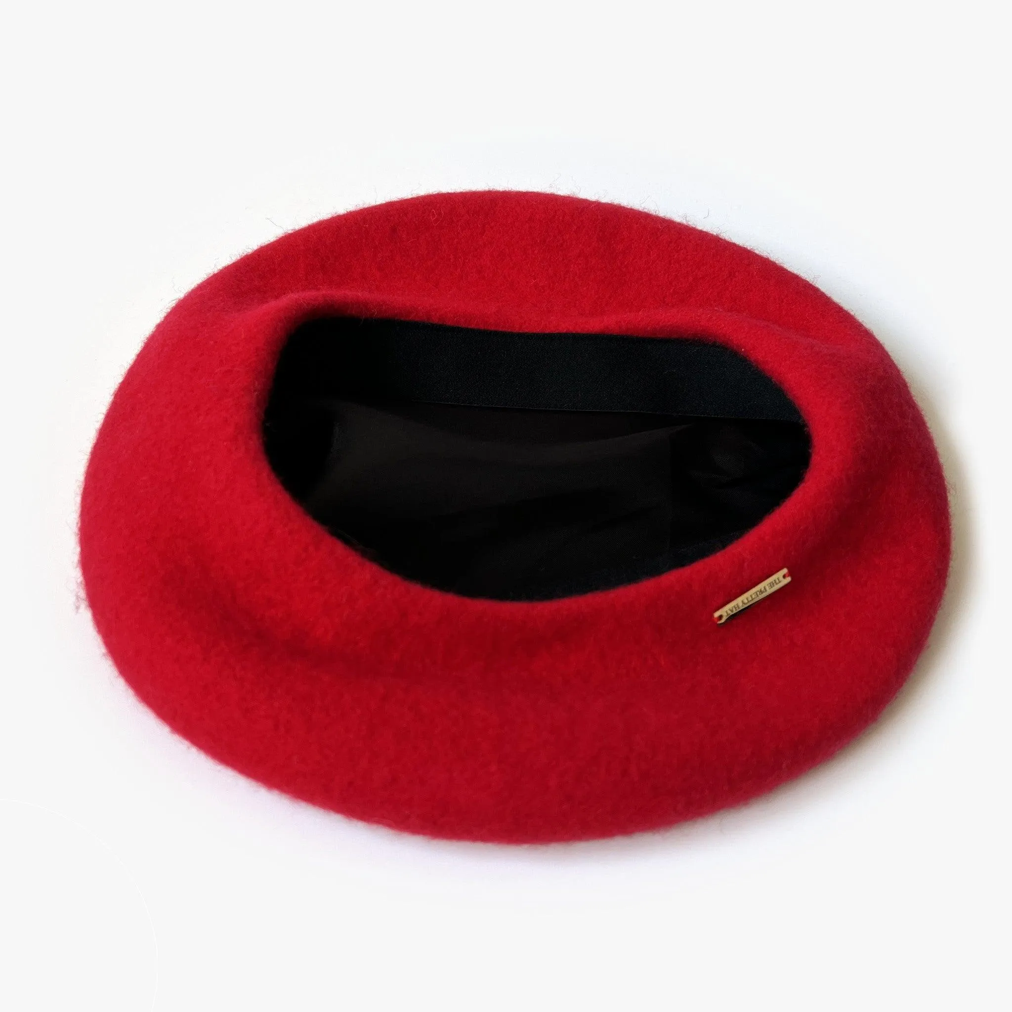 Danielle Satin Lined Beret - Bright Red