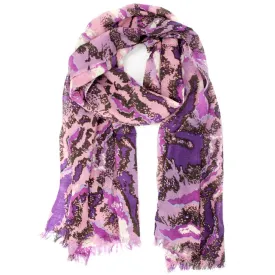 Deer Print Scarf - Purple Combo