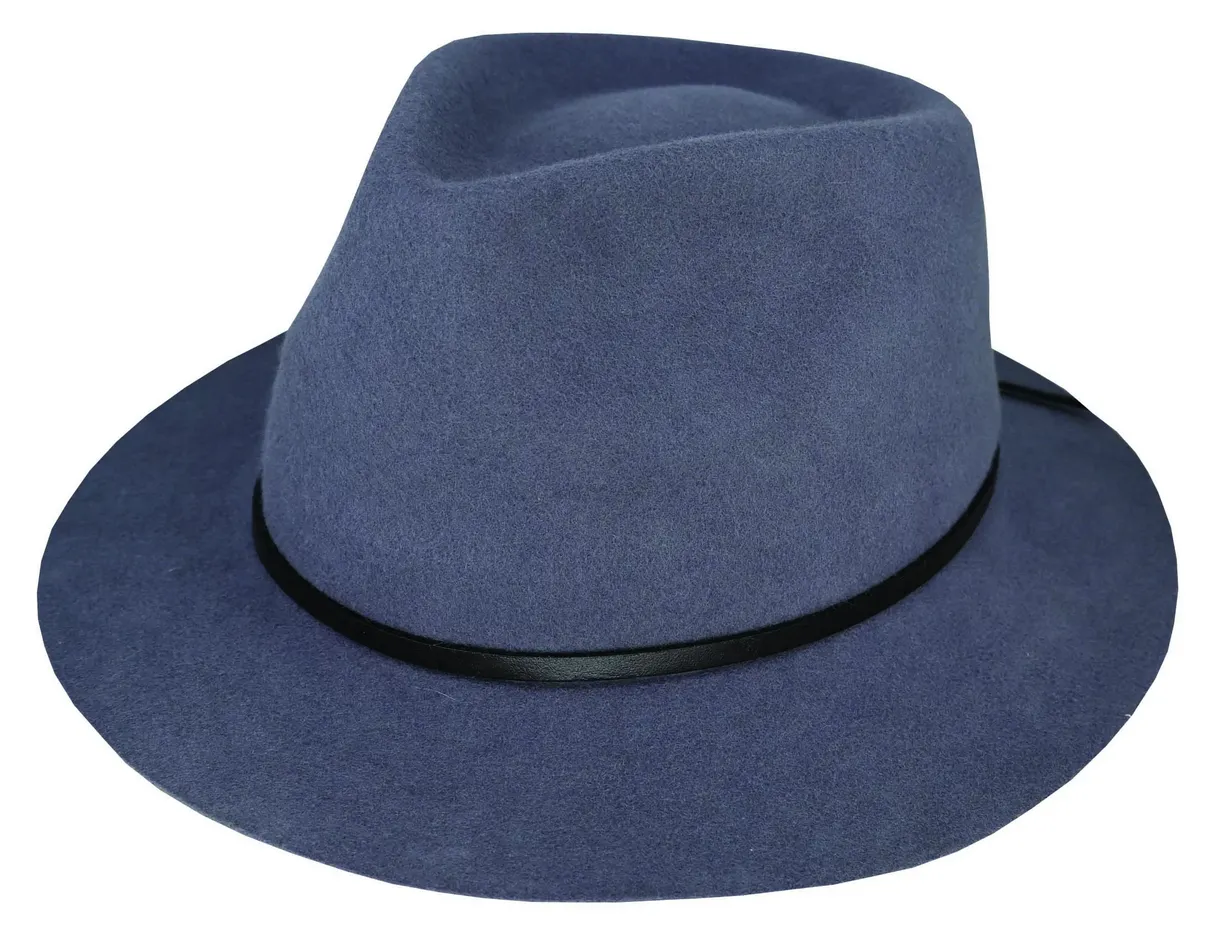 Demi - Short Brim Fedora - Wool Felt - Grey - Medium