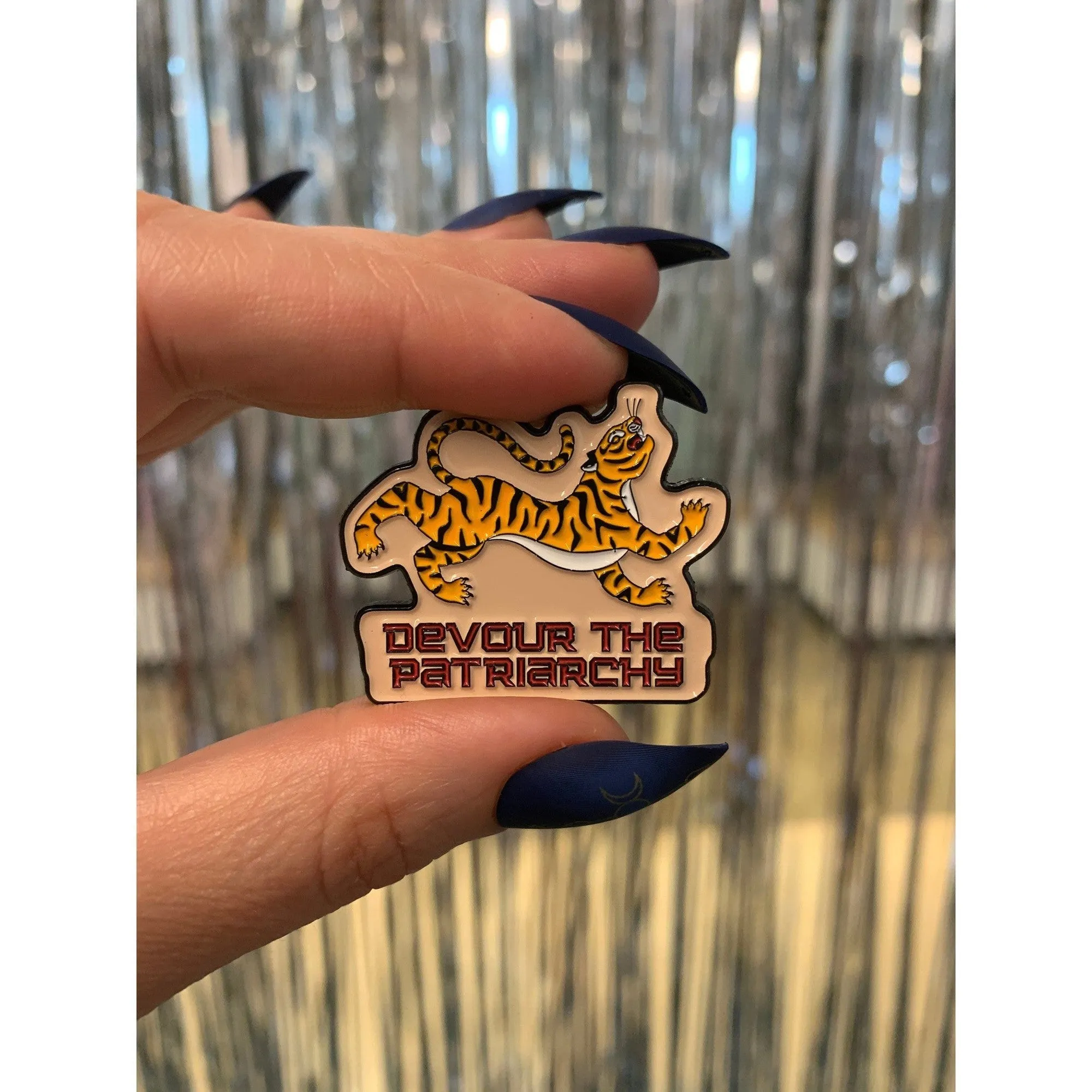 Devour the Patriarchy Feminist Tiger Enamel Pin