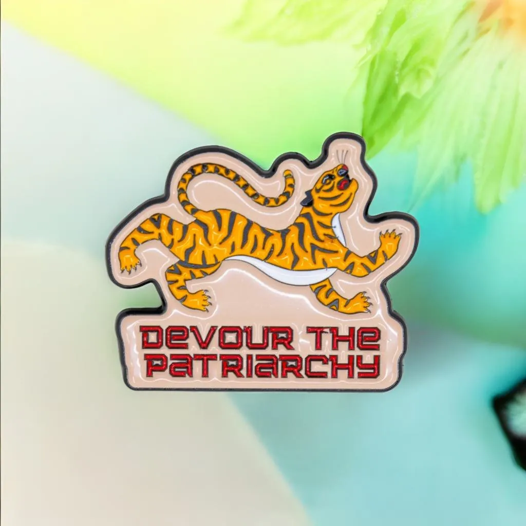 Devour the Patriarchy Feminist Tiger Enamel Pin