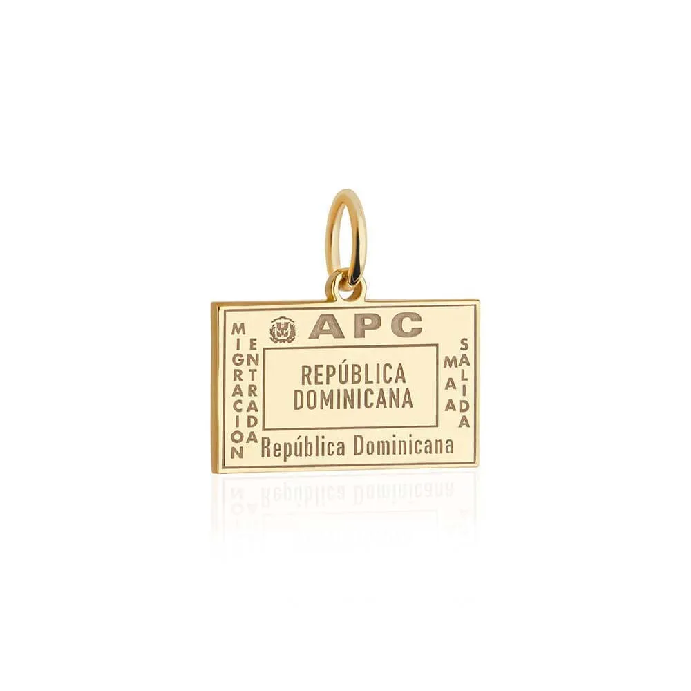 Dominican Republic Charm Passport Stamp Charm Solid Gold