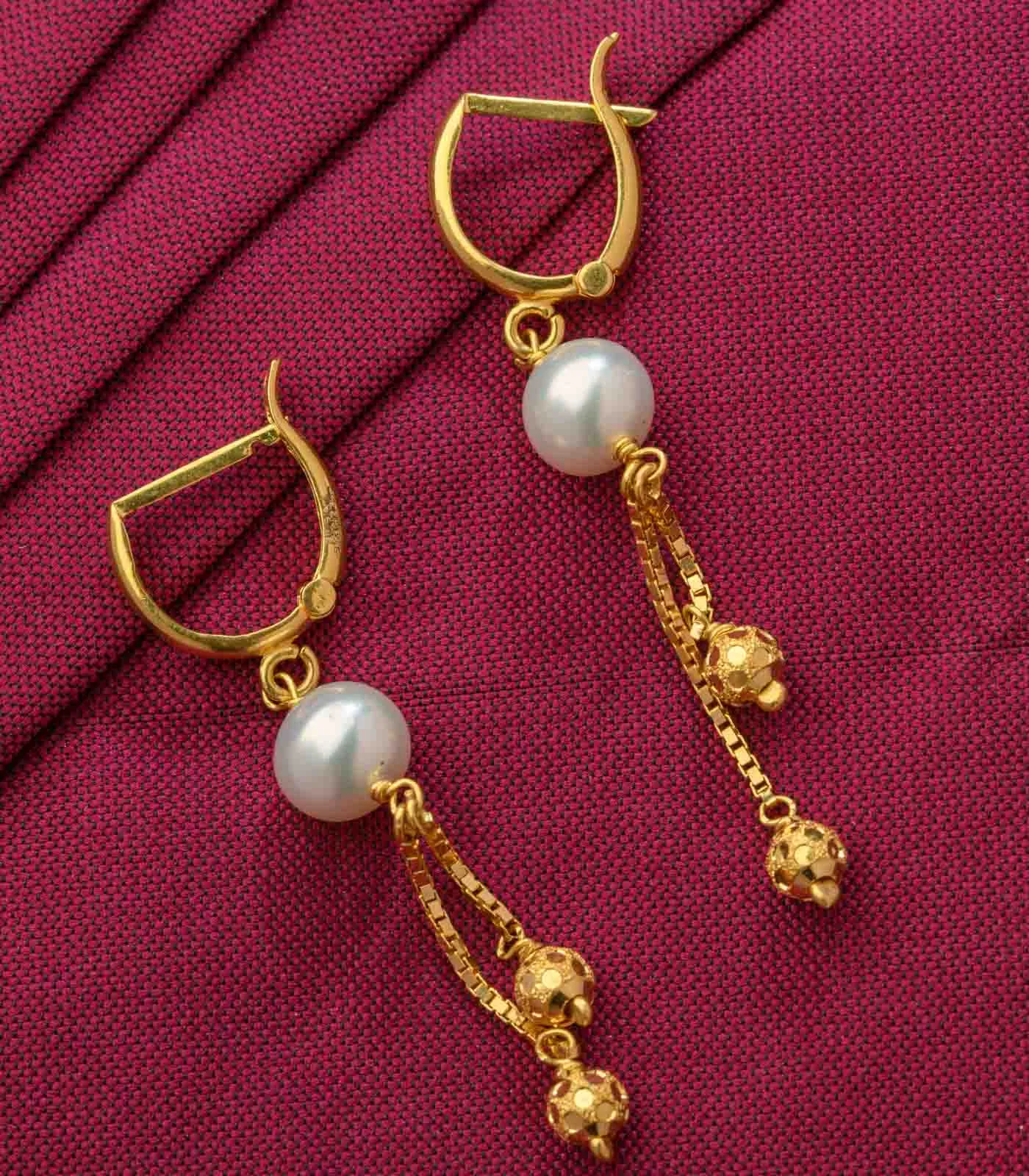 Dual Tasseled With Pearl Earrings