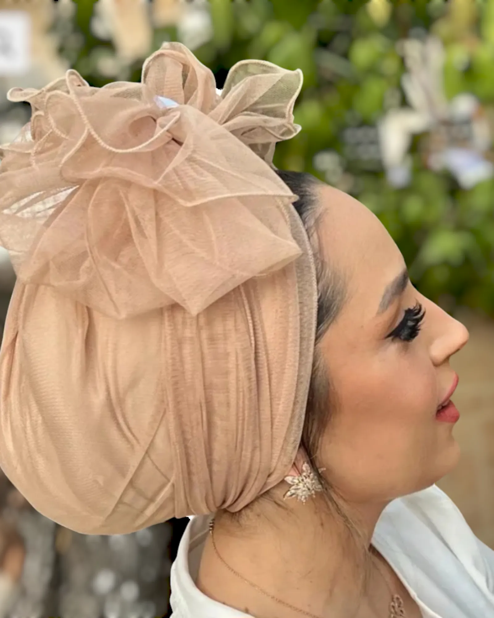 Elegant Turban Hat with Tulle