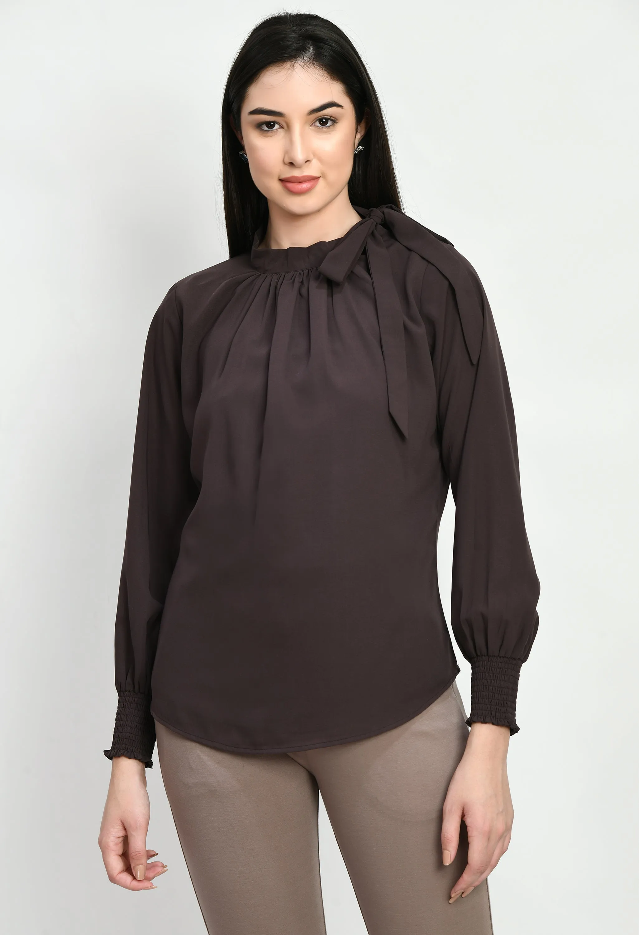 Exude Honesty Side Knot Top (Coffee Brown)