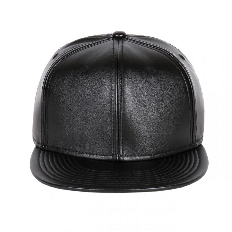 Faux Leather Flatbill Visor Pro Style Strapback