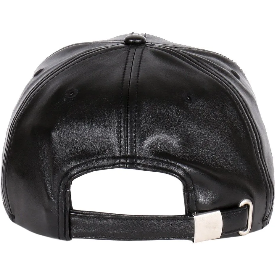 Faux Leather Flatbill Visor Pro Style Strapback