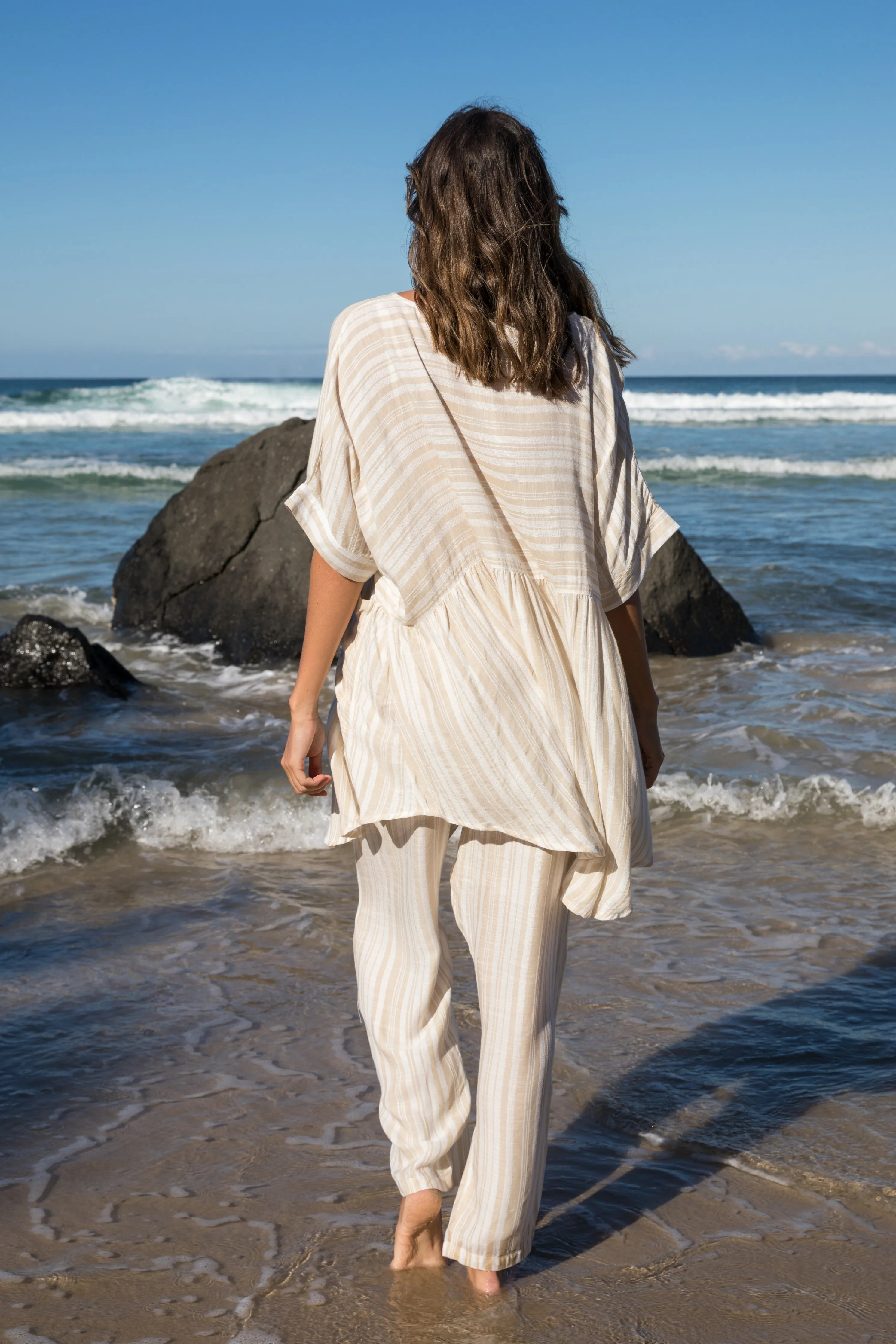 FINAL SALE Beachy Top in Beige Stripe