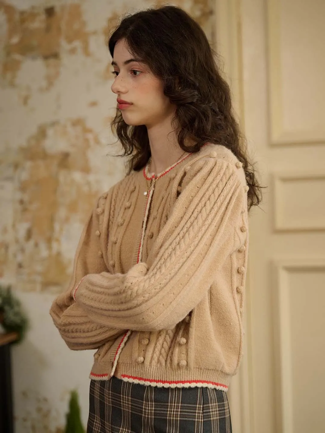 【Final Sale】Adeline Sweet Round Neck Contrast Lace Cardigan