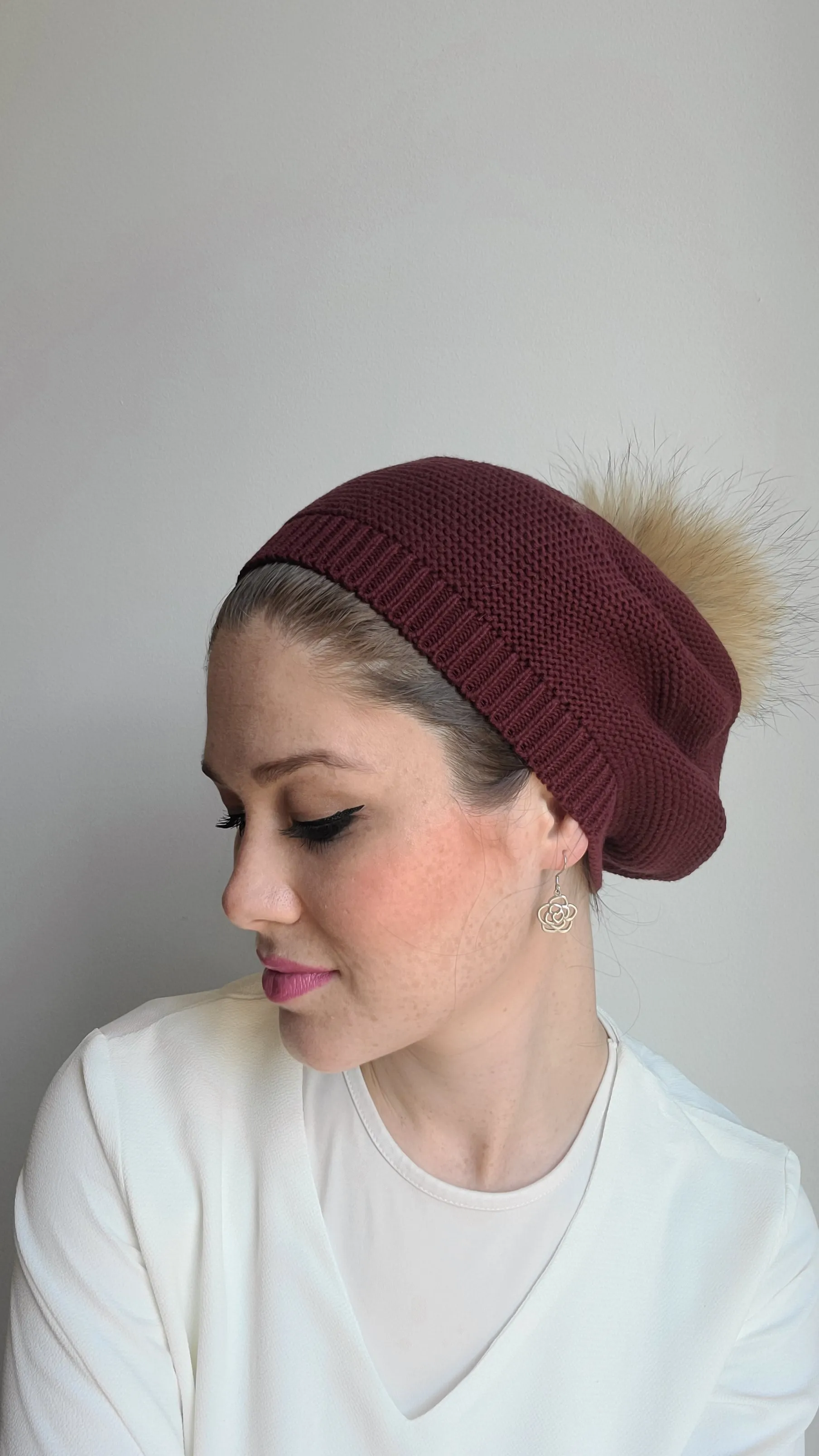 Fully Cotton Beret with Pom Pom