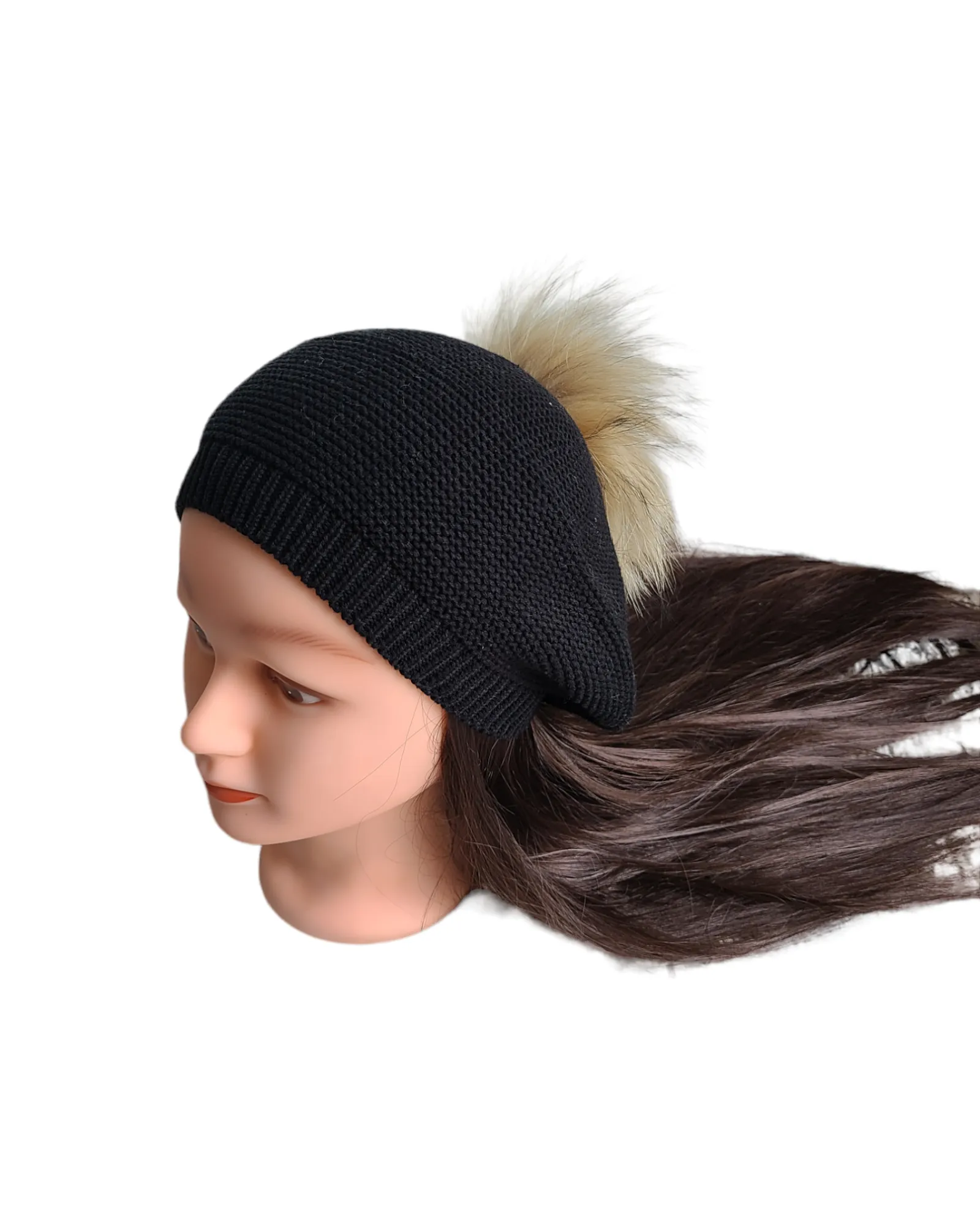 Fully Cotton Beret with Pom Pom