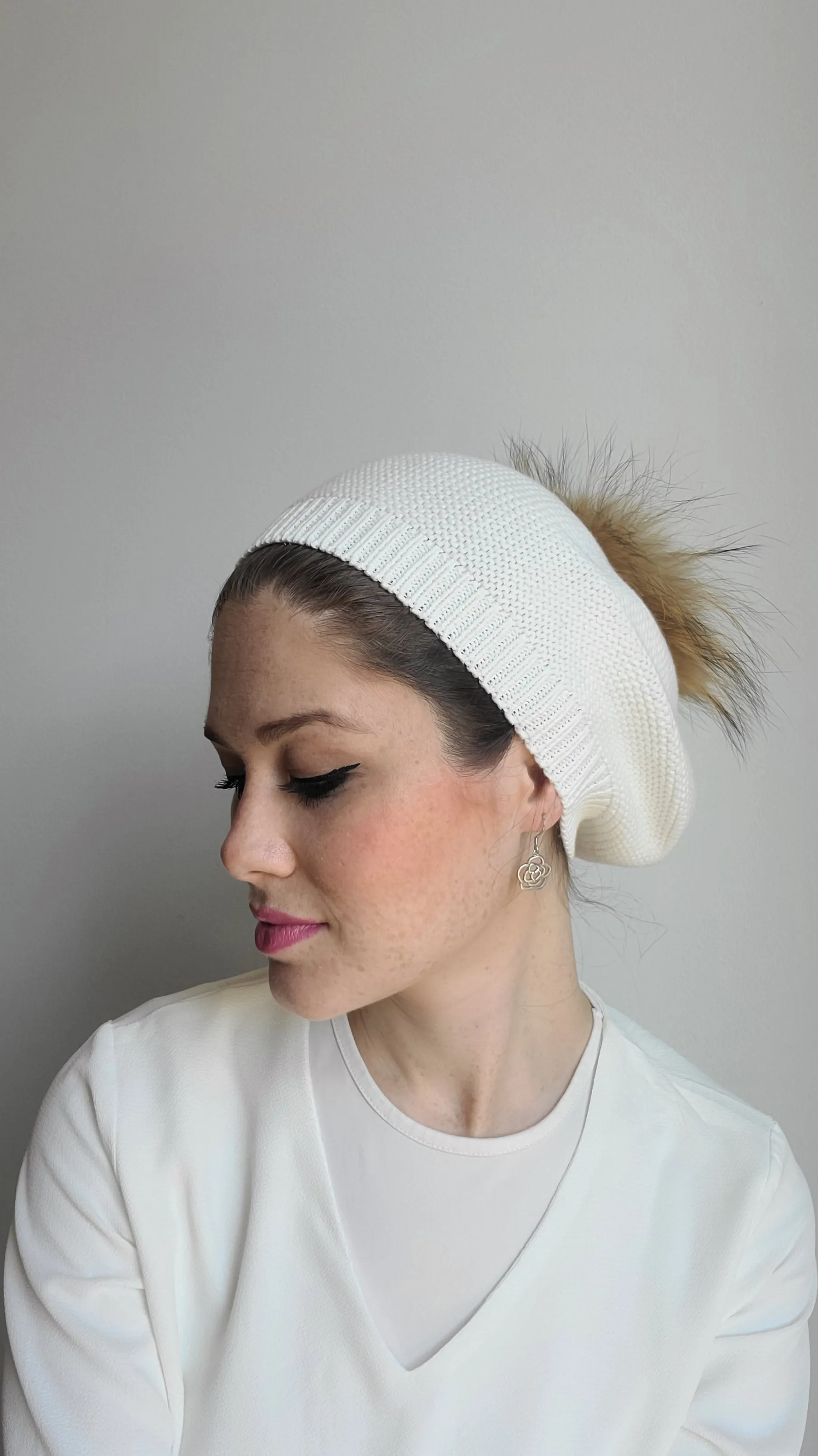 Fully Cotton Beret with Pom Pom