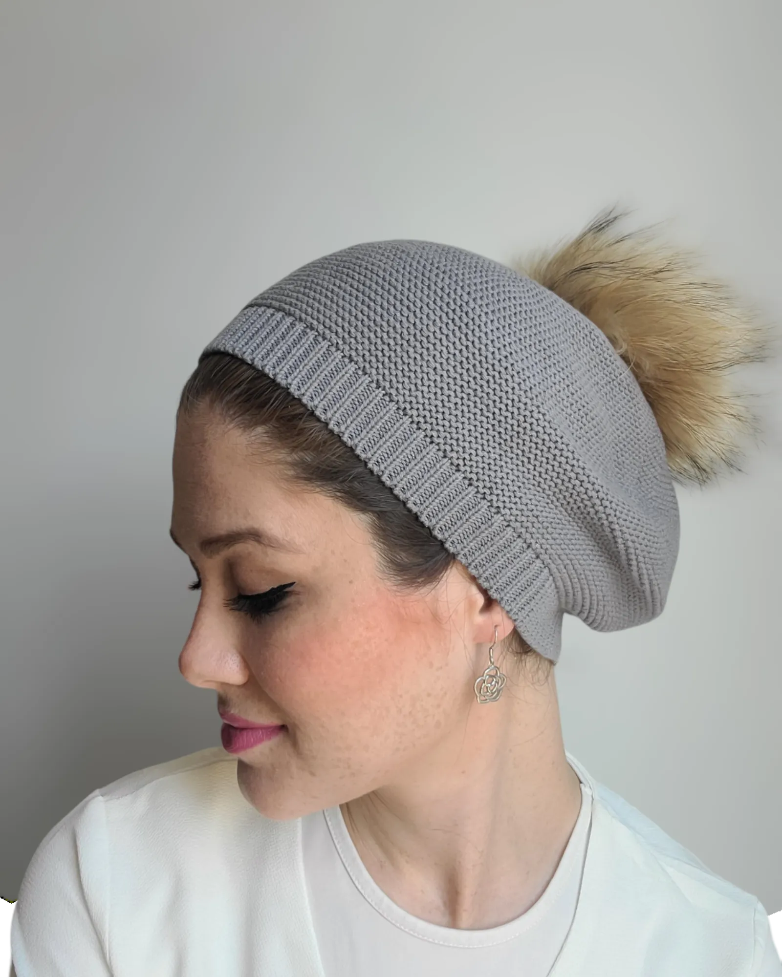 Fully Cotton Beret with Pom Pom