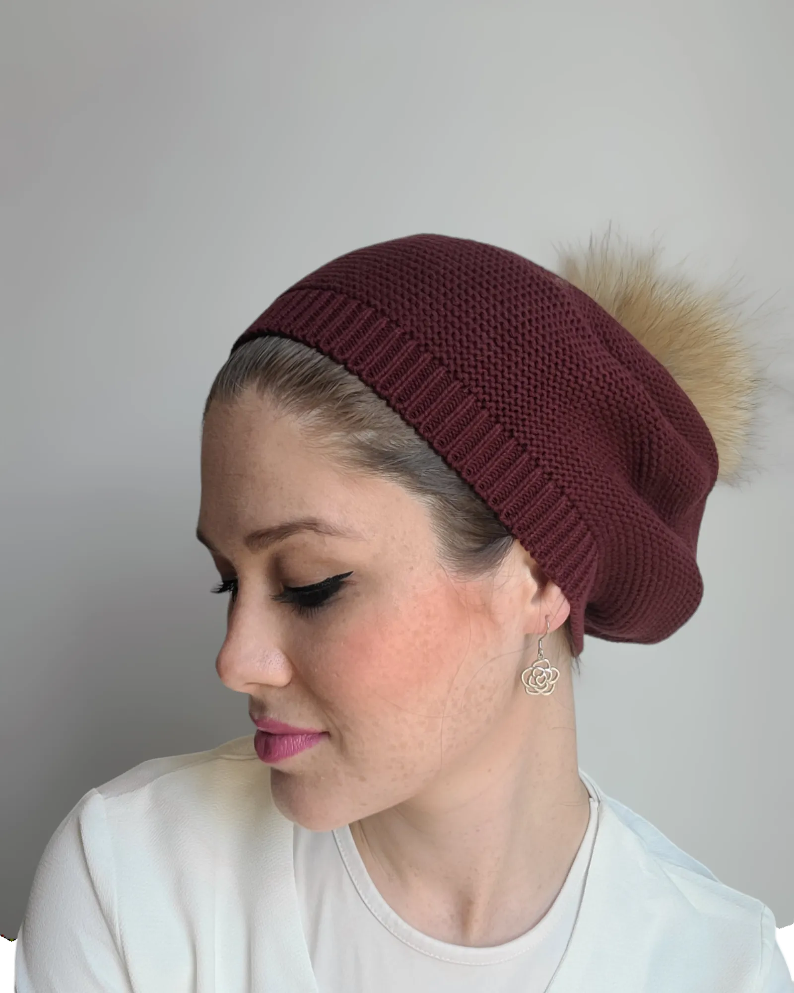 Fully Cotton Beret with Pom Pom