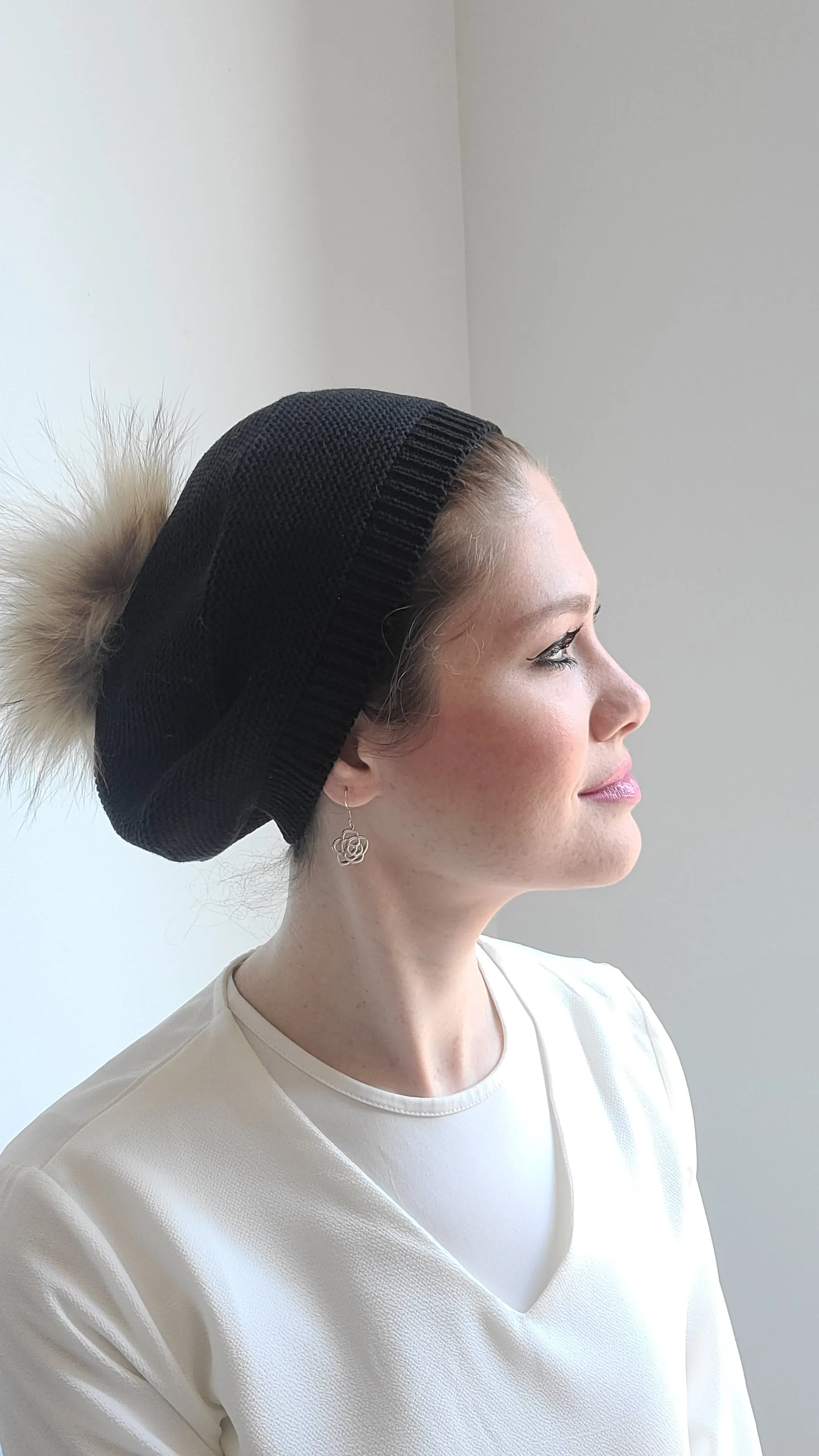 Fully Cotton Beret with Pom Pom