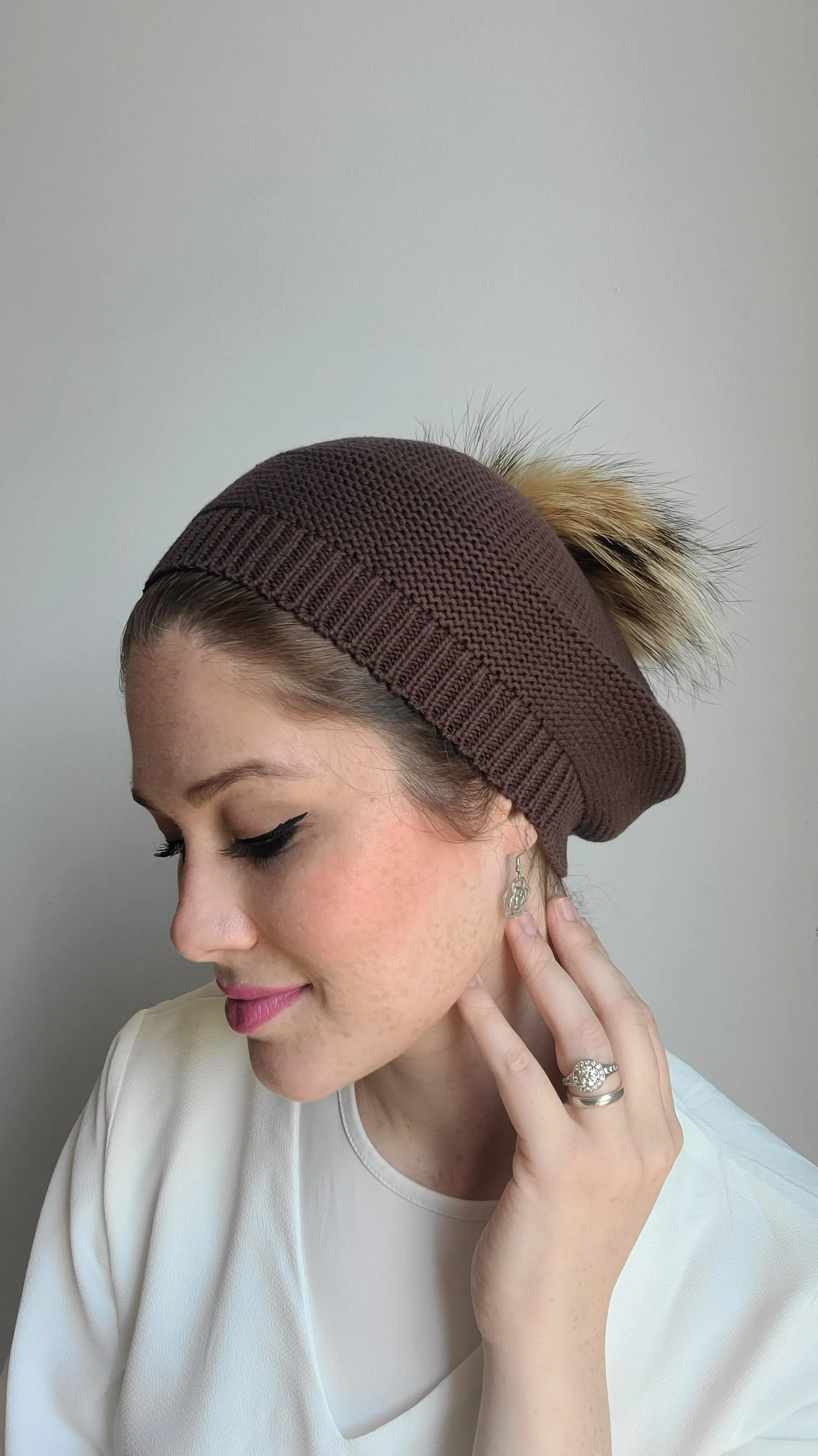 Fully Cotton Beret with Pom Pom