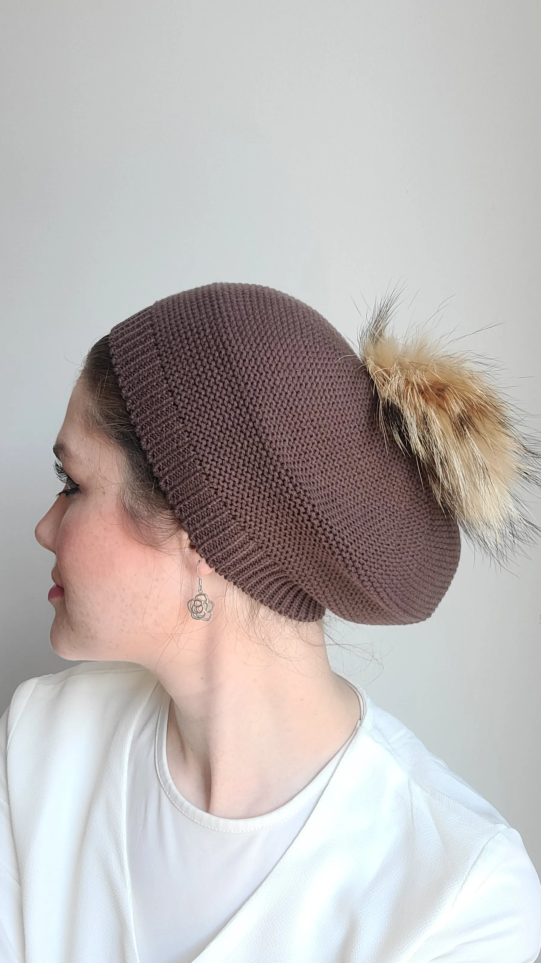 Fully Cotton Beret with Pom Pom