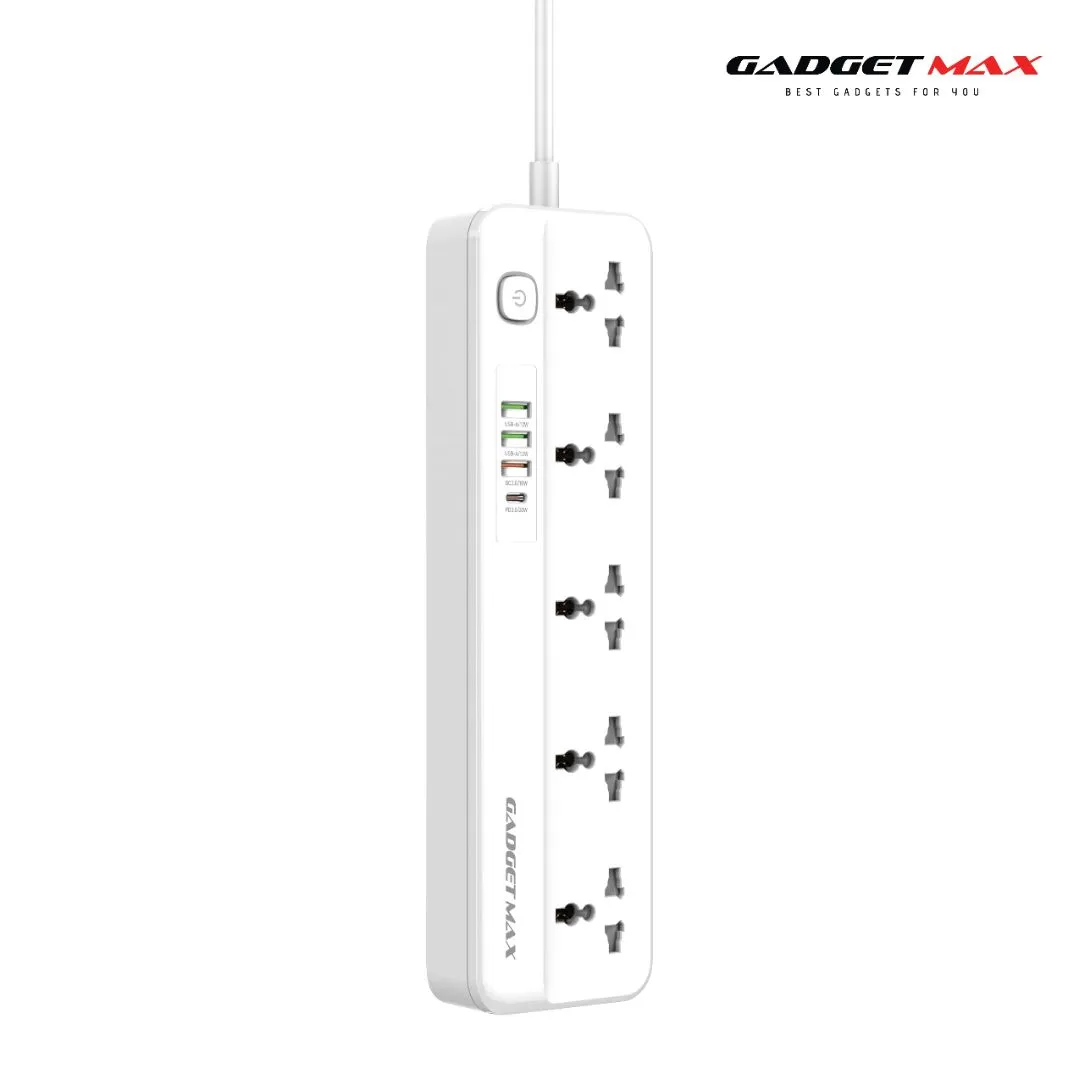 GADGET MAX GMSC04 2500W PD QC FAST CHARGING 5AC POWER SOCKET WITH 6.5 FEET CABLE LENGTH (Power Socket)