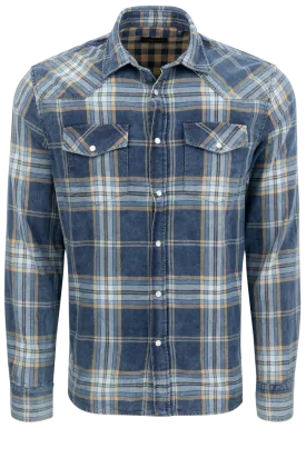 Garnet Snap Front Shirt - Indigo Plaid