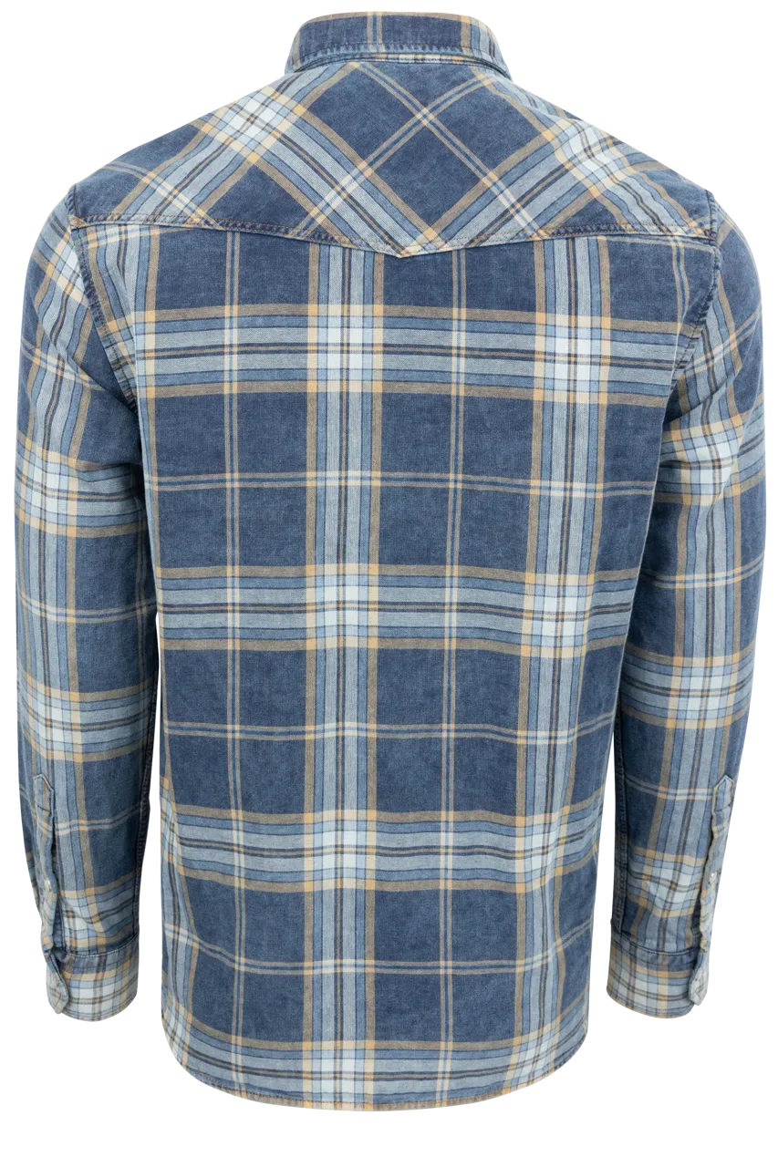 Garnet Snap Front Shirt - Indigo Plaid