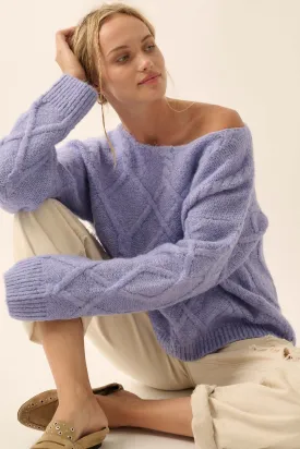 Girl's Best Friend Boat-Neck Cable Knit Sweater