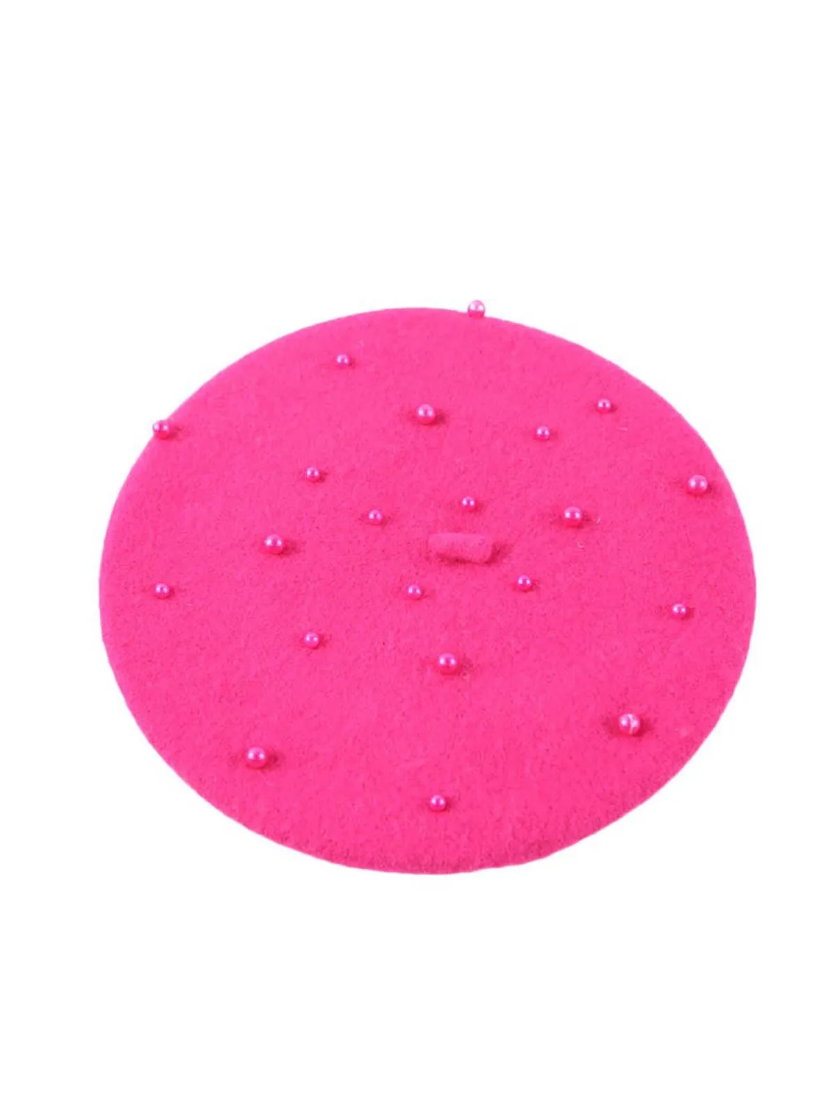 Girls Pearls Hot Pink Beret