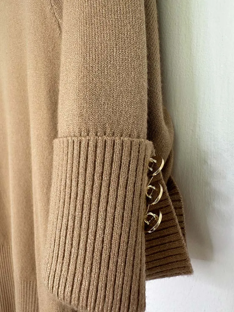 Gold Button Super Soft Knit - Camel