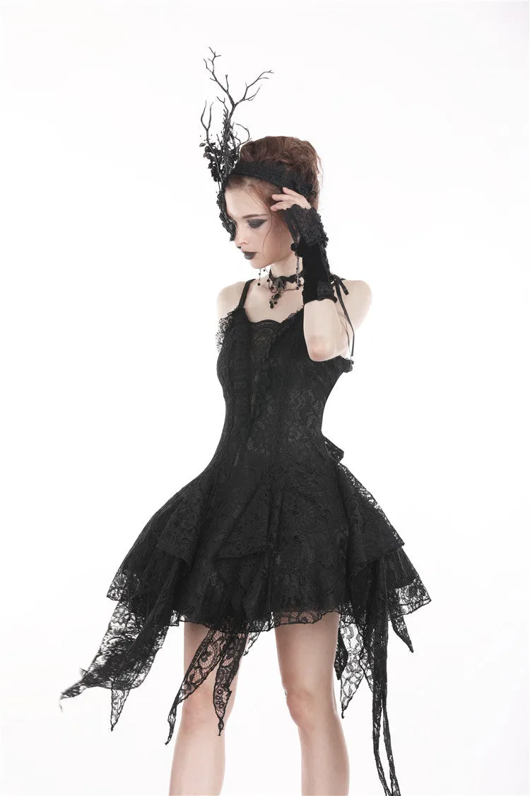 Gothic lolita elegant lace tasseled hem dress DW249