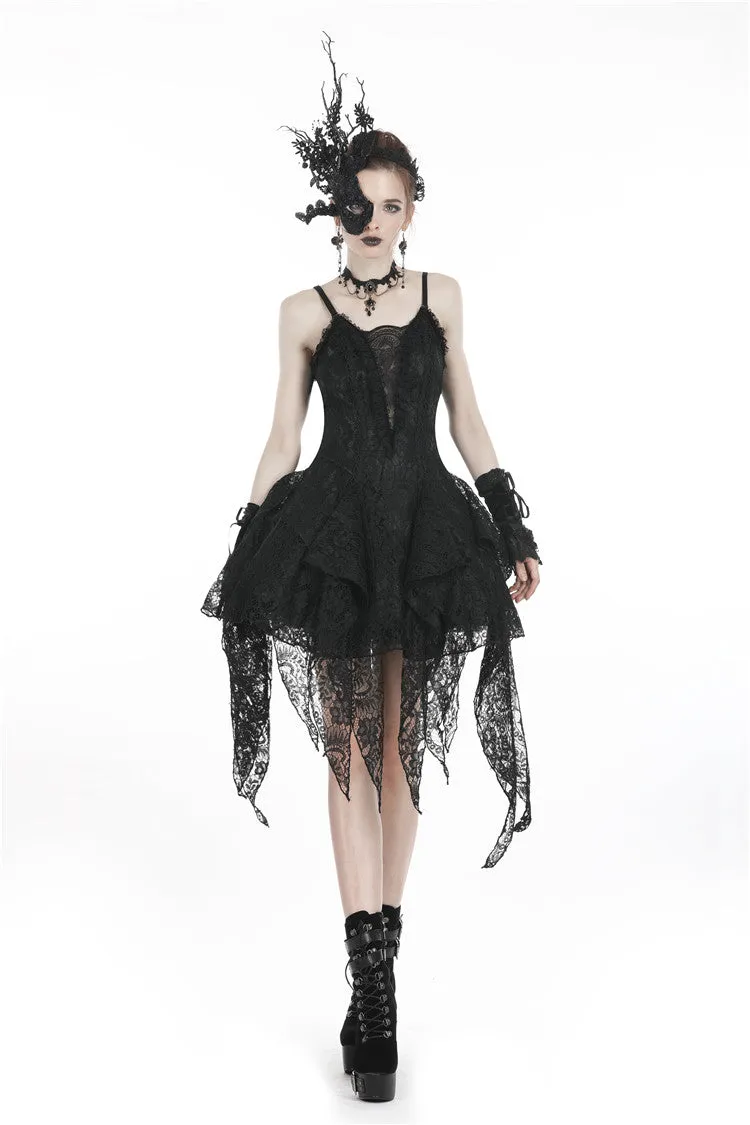 Gothic lolita elegant lace tasseled hem dress DW249