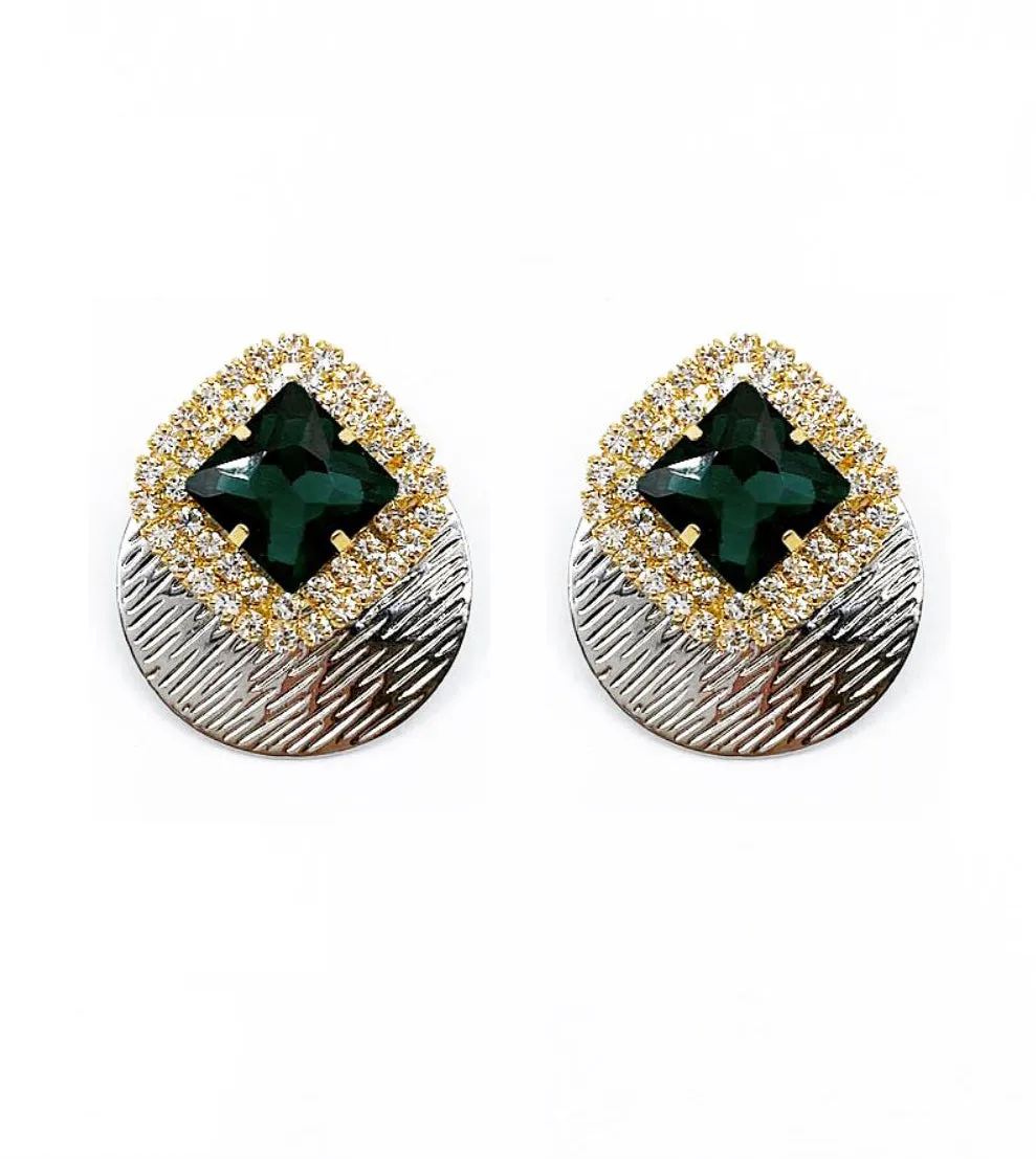 GREEN GEMSTONE STUD EARRINGS