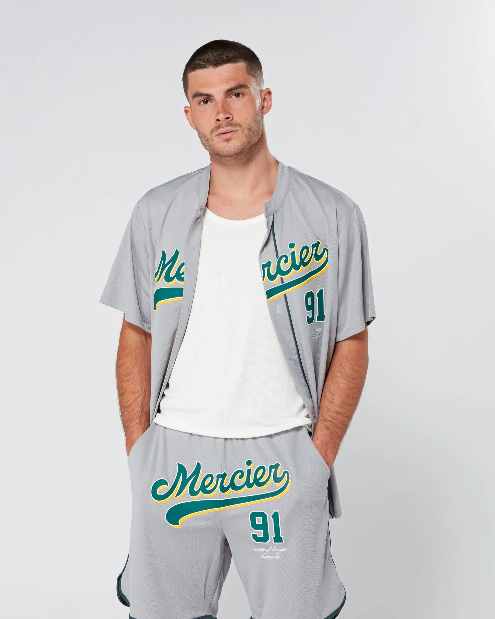 Grey Green Emerson Baseball Shorts