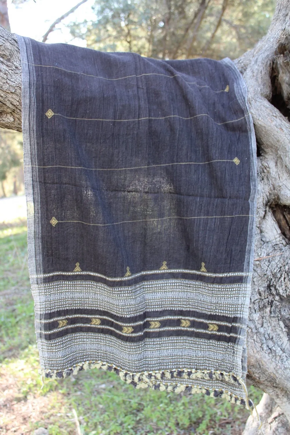 Gujarati Tribal Shawl ~ Handwoven Organic Cotton ~ Plant Dye