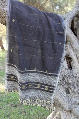 Gujarati Tribal Shawl ~ Handwoven Organic Cotton ~ Plant Dye