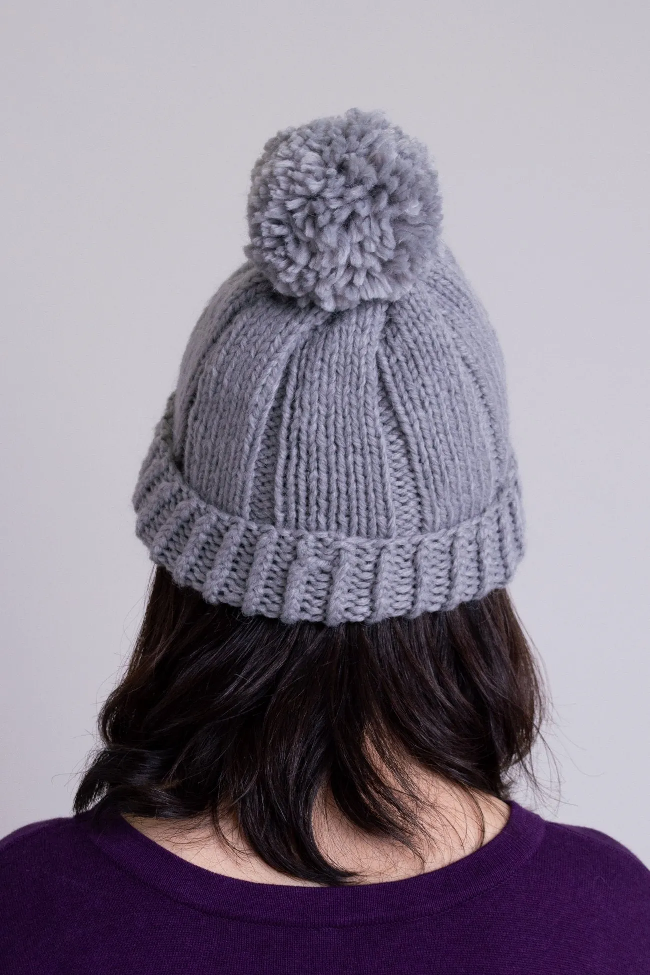 Hand Knit Toque, Grey, Wool