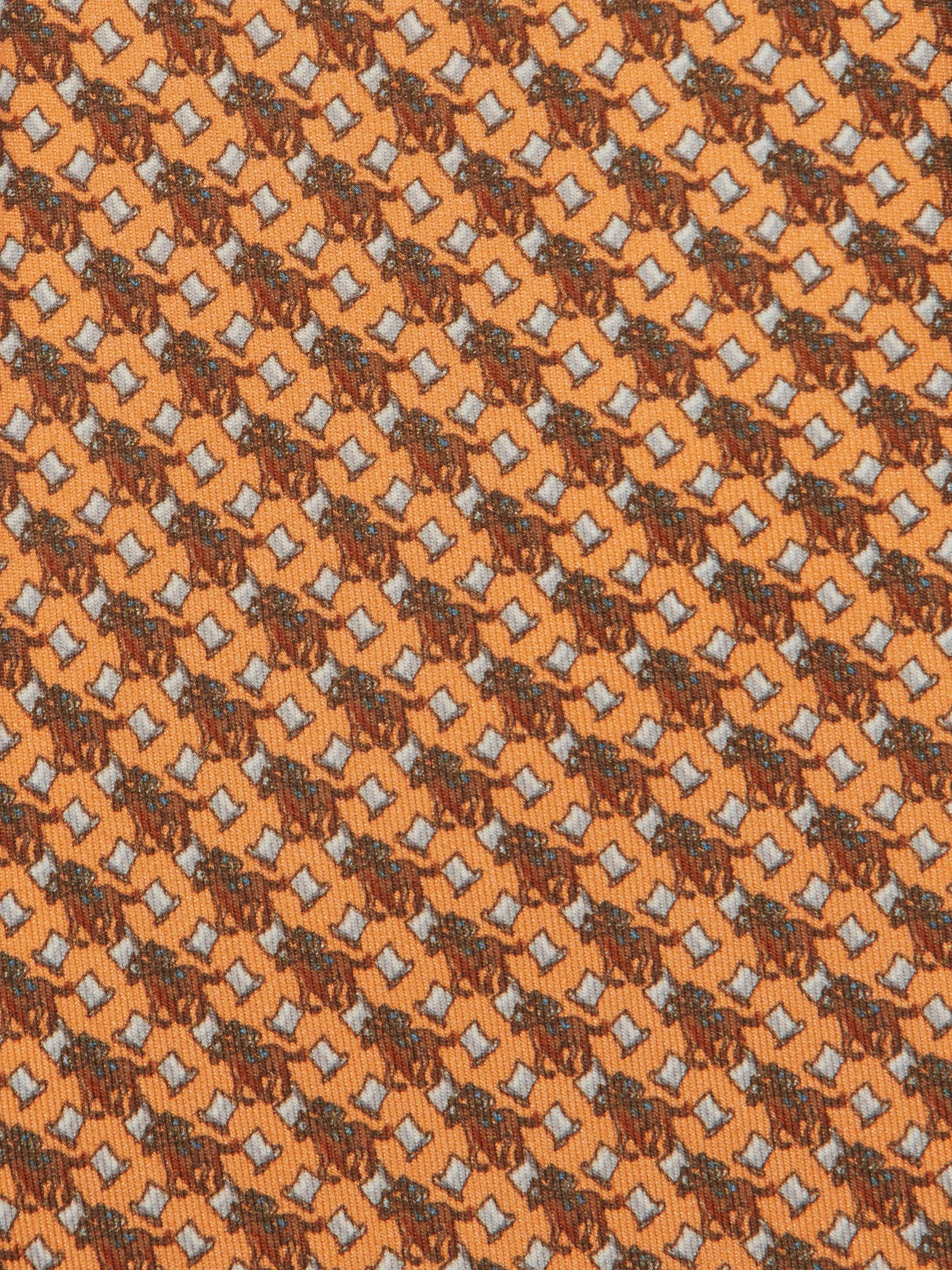 Horse & Top Hat Tie - Orange and Brown