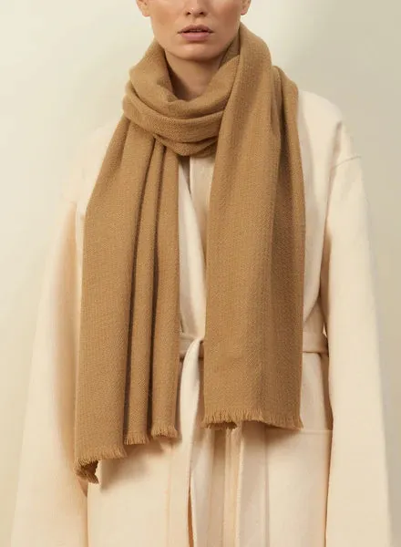 Hudson Woven Cashmere Scarf - Camel