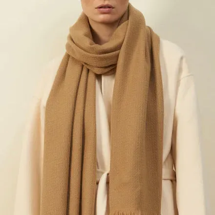 Hudson Woven Cashmere Scarf - Camel