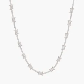 Iced Barbed Wire Chain - White Gold