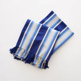 Indigo Ombre Striped Cotton Throw