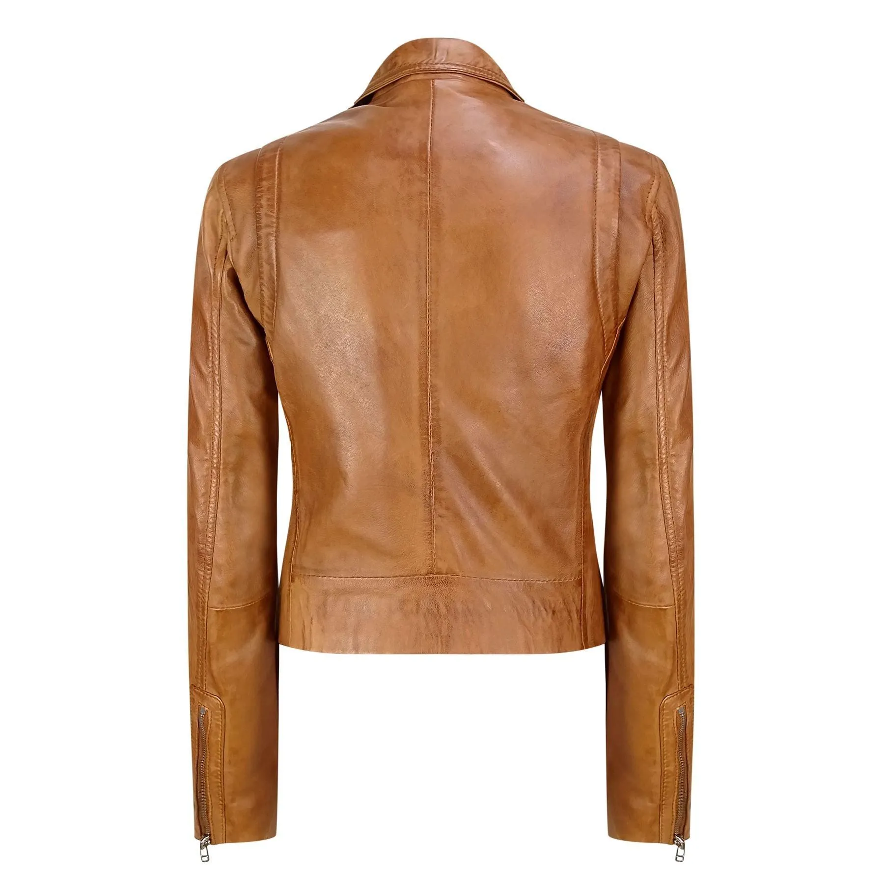 Infinity Ladies Retro BRANDO Tan Biker Retro Casual Soft Nappa Leather Jacket