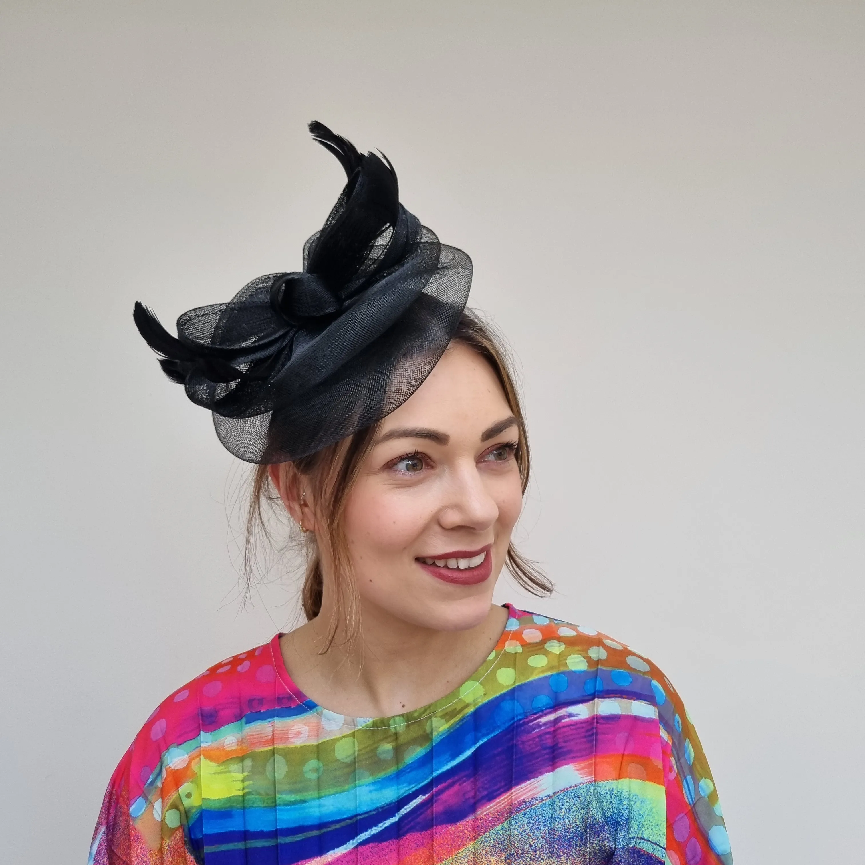 J Bees JB24/20 Net Bow Fascinator in Black