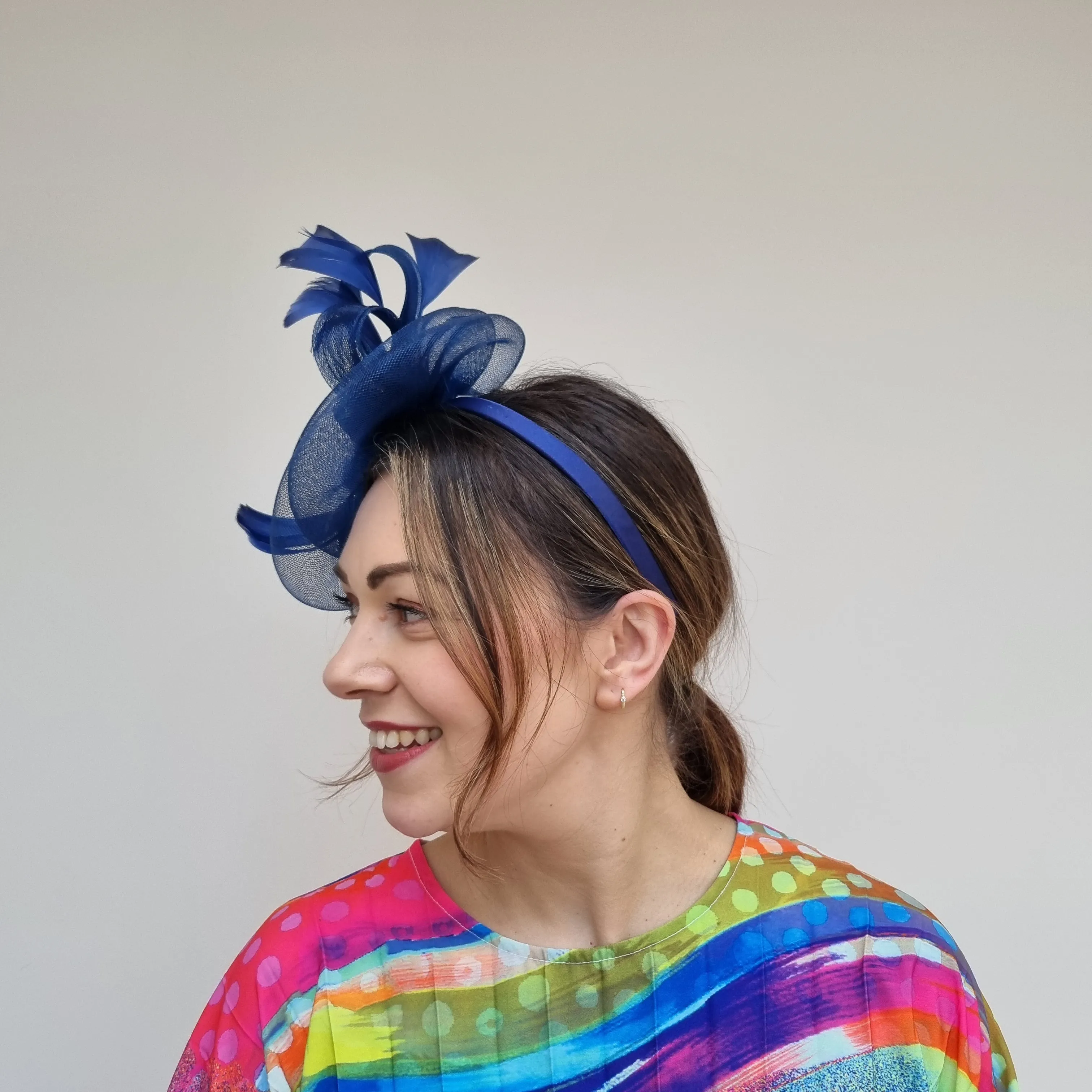 J Bees JB24/20 Net Bow Fascinator in Blues