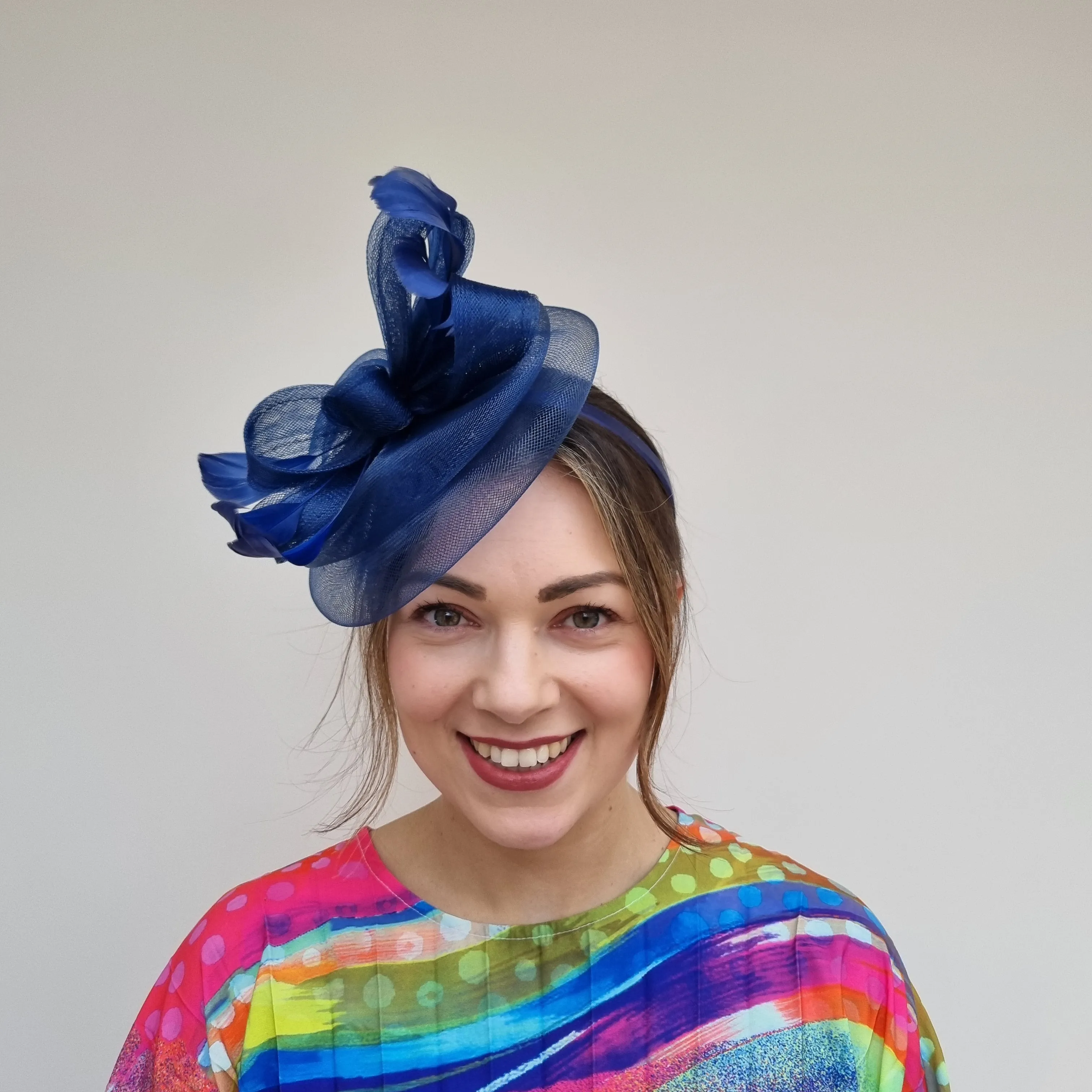 J Bees JB24/20 Net Bow Fascinator in Blues