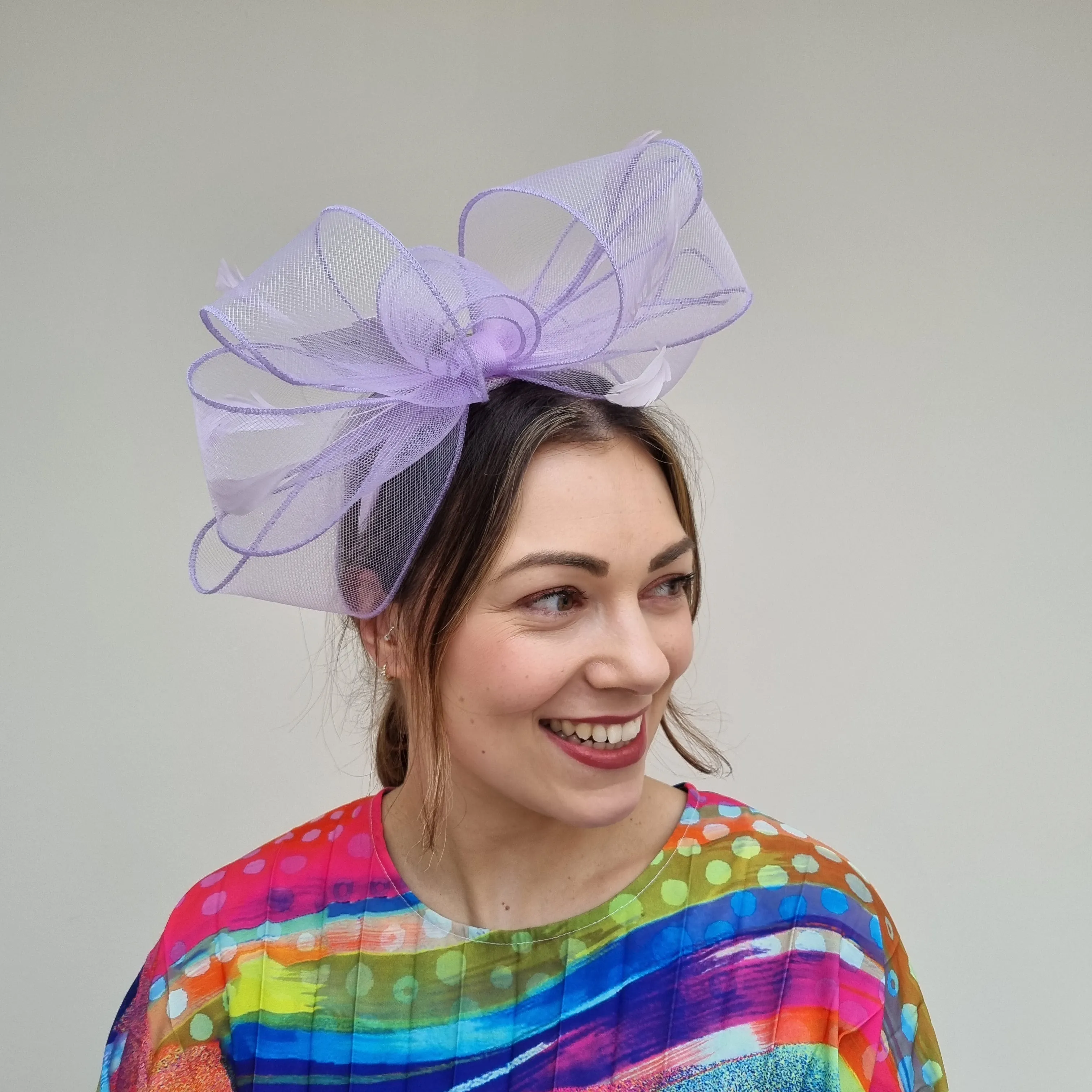 J Bees JB24/22 Crin Bow Fascinator In Purples