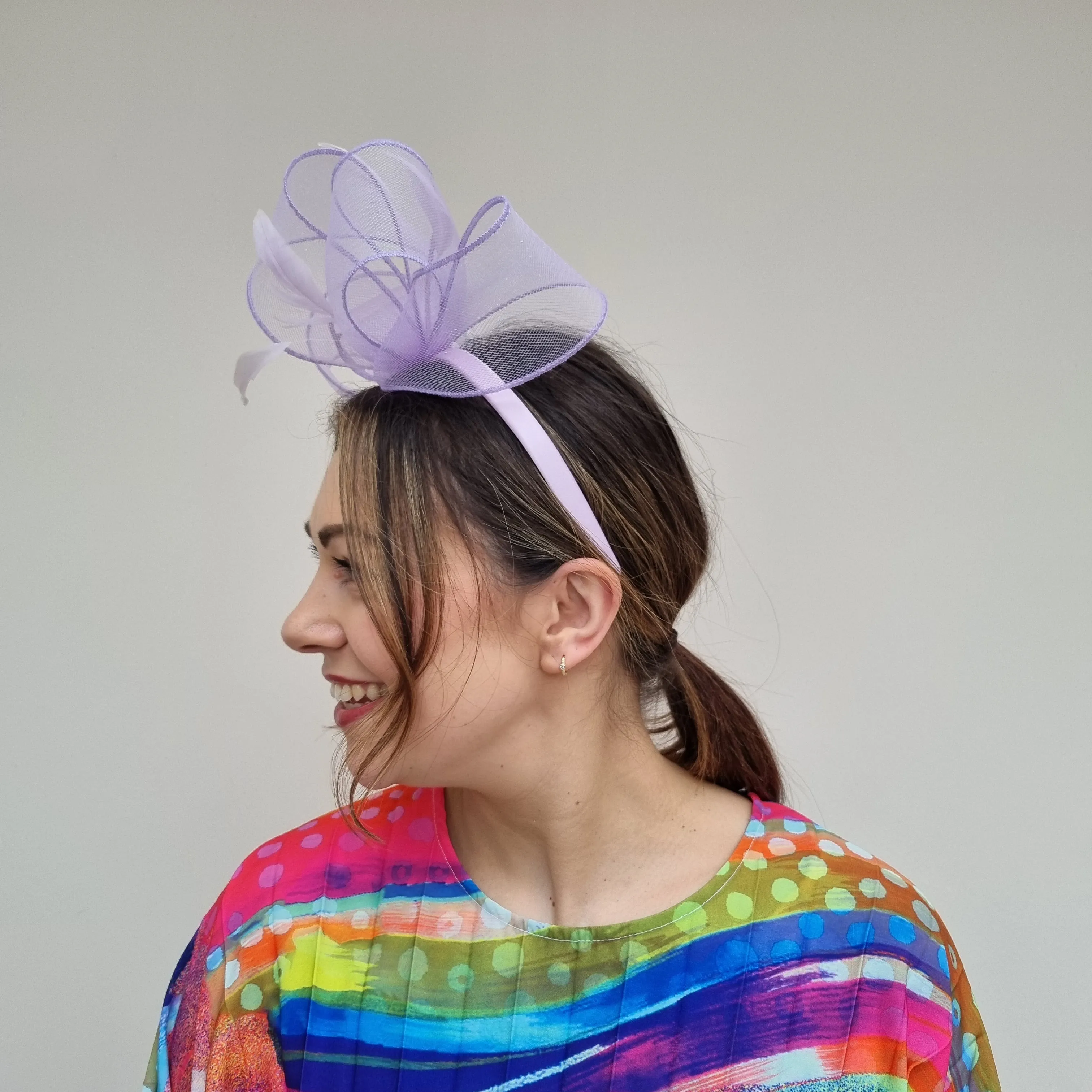 J Bees JB24/22 Crin Bow Fascinator In Purples