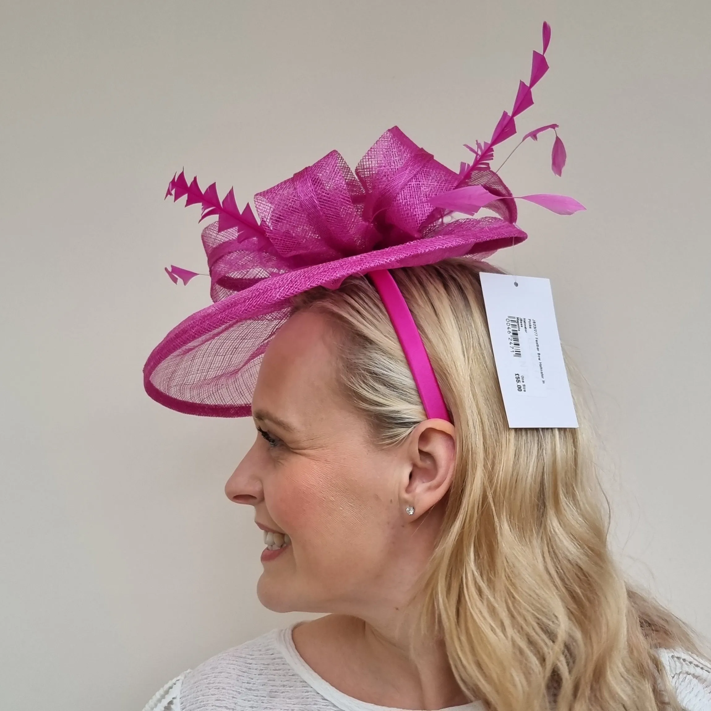 JB23/277 Feather Bow Hatinator In Pinks