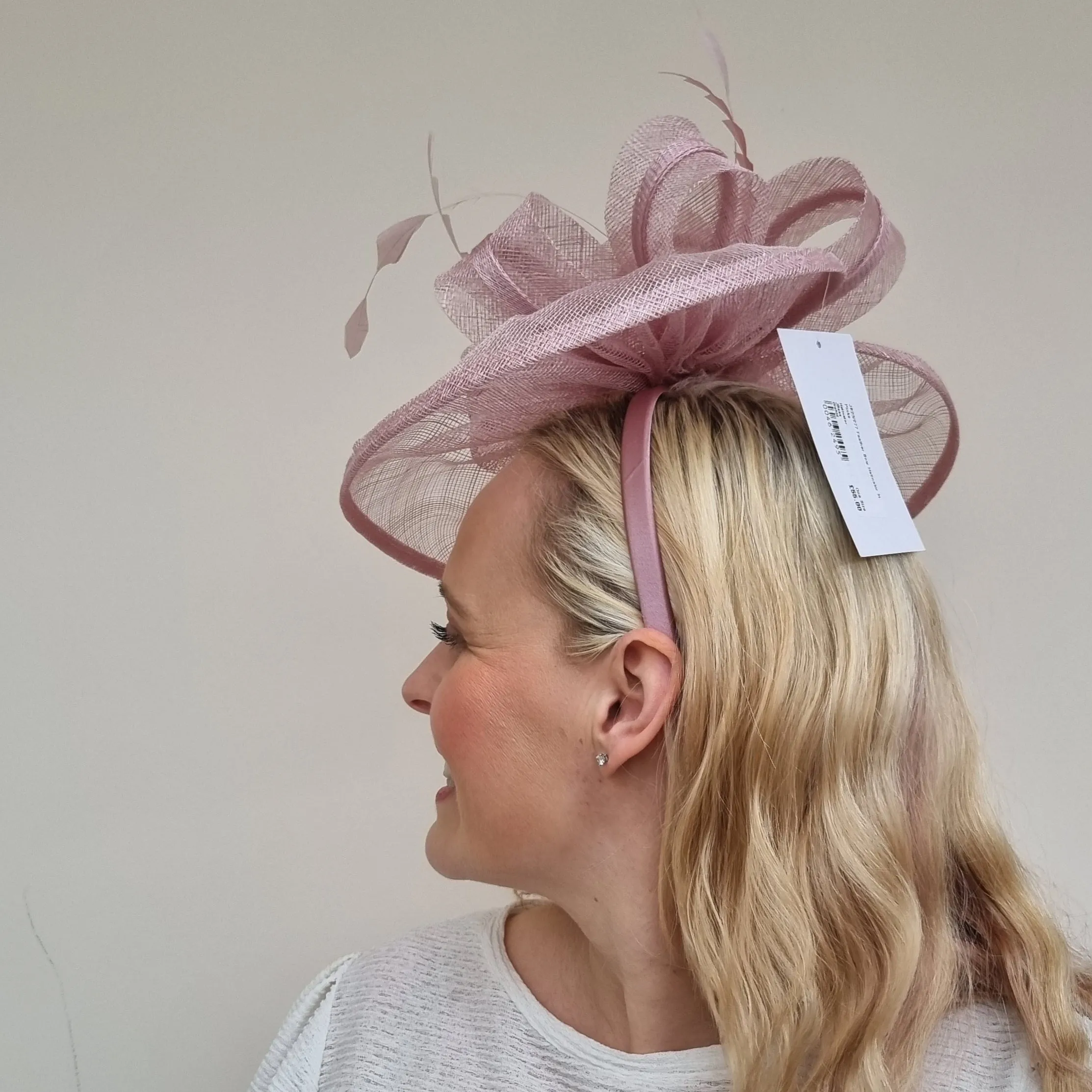 JB23/277 Feather Bow Hatinator In Pinks