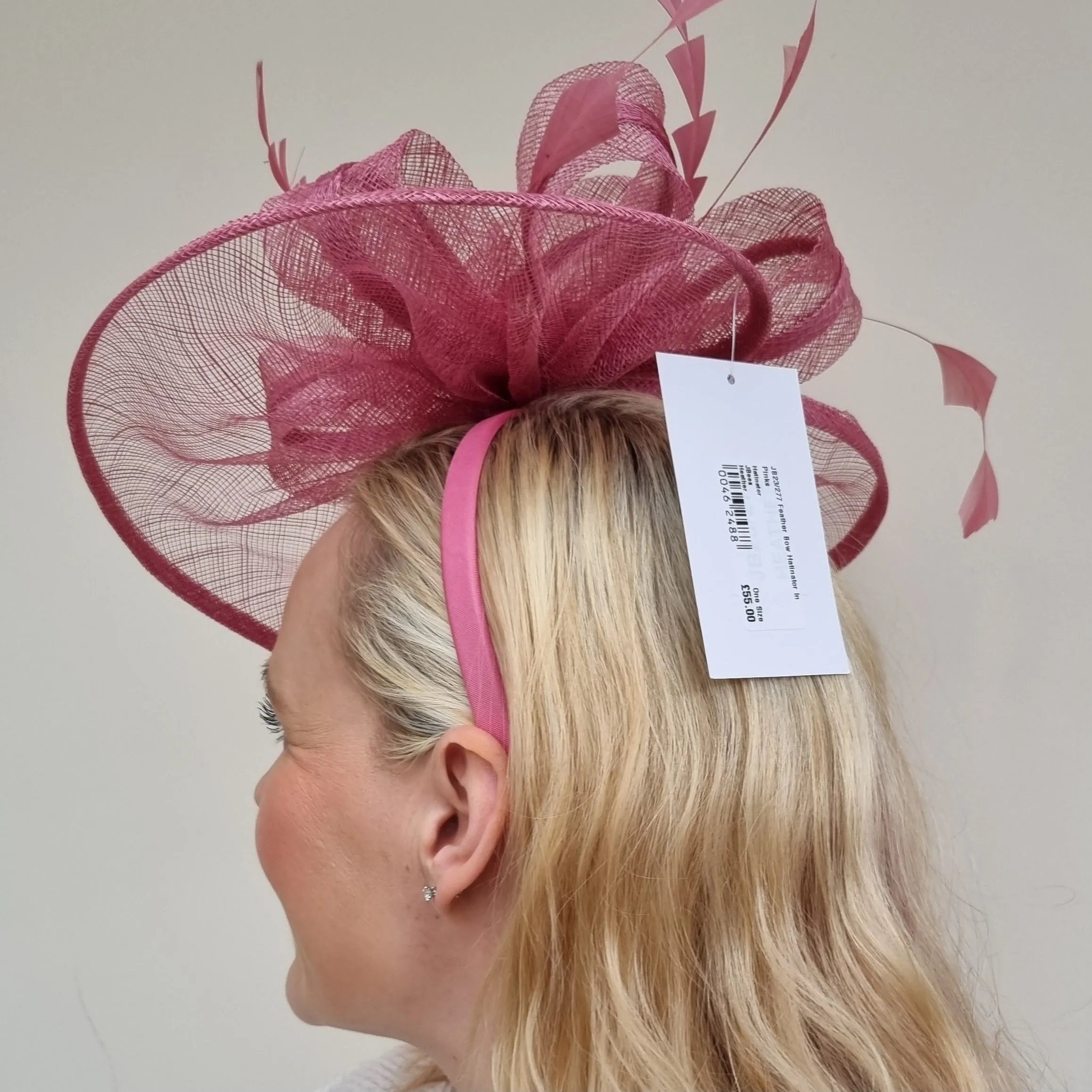 JB23/277 Feather Bow Hatinator In Pinks